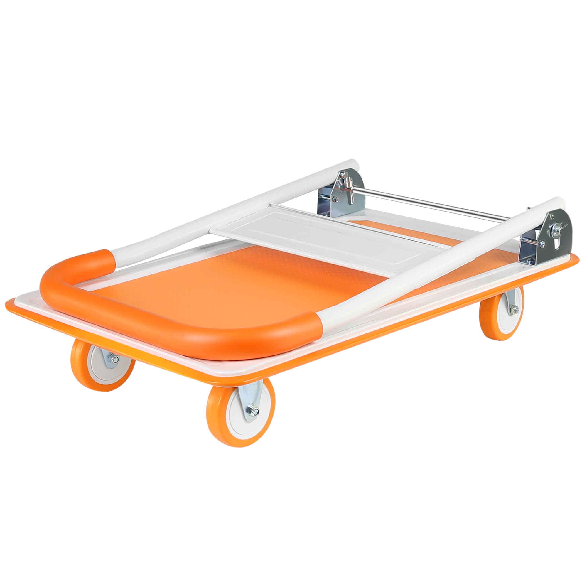 Carretilla de mano plegable de acero naranja de 4 ruedas con capacidad de 330 lb Siavonce ZX-7CRRT