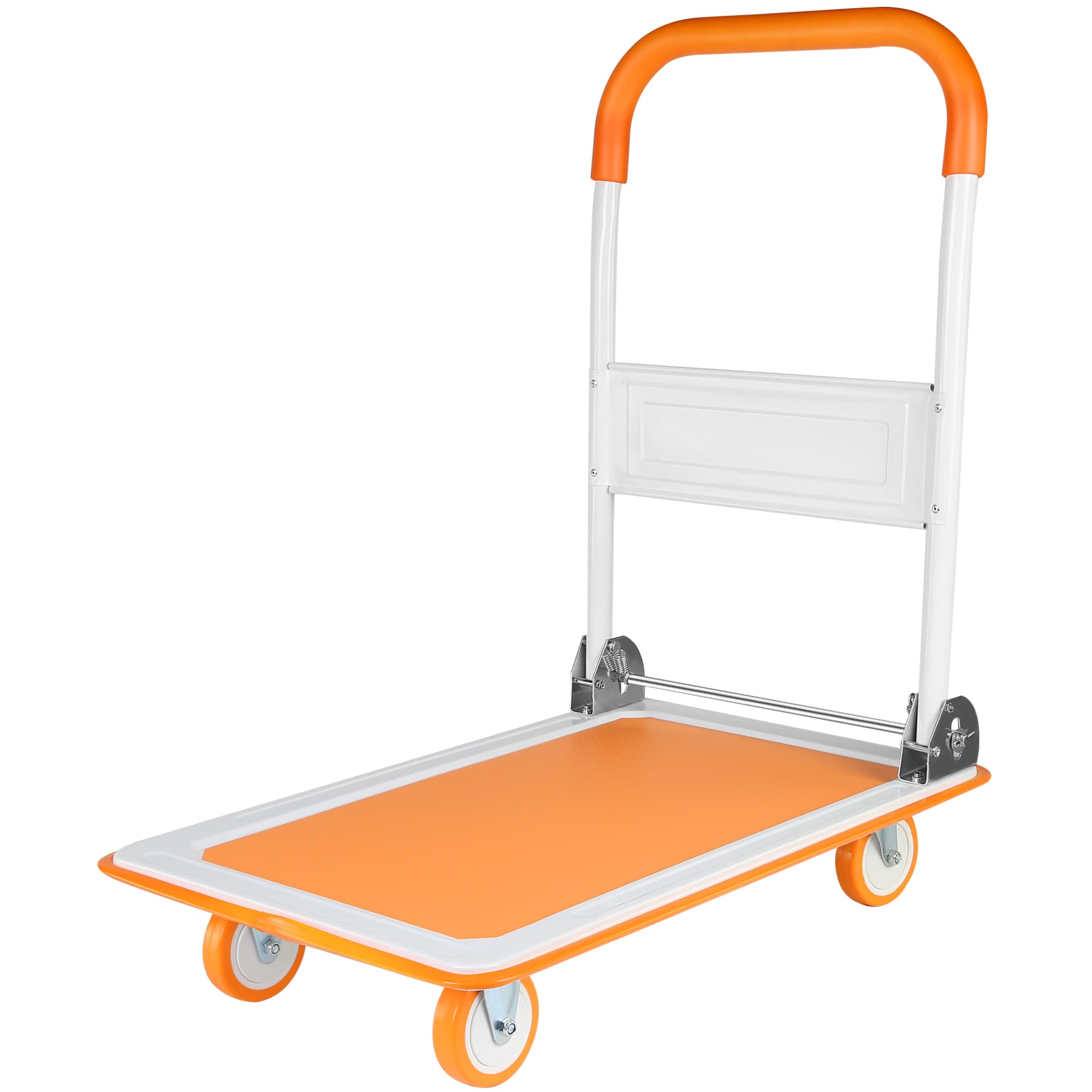 Carretilla de mano plegable de acero naranja de 4 ruedas con capacidad de 330 lb Siavonce ZX-7CRRT