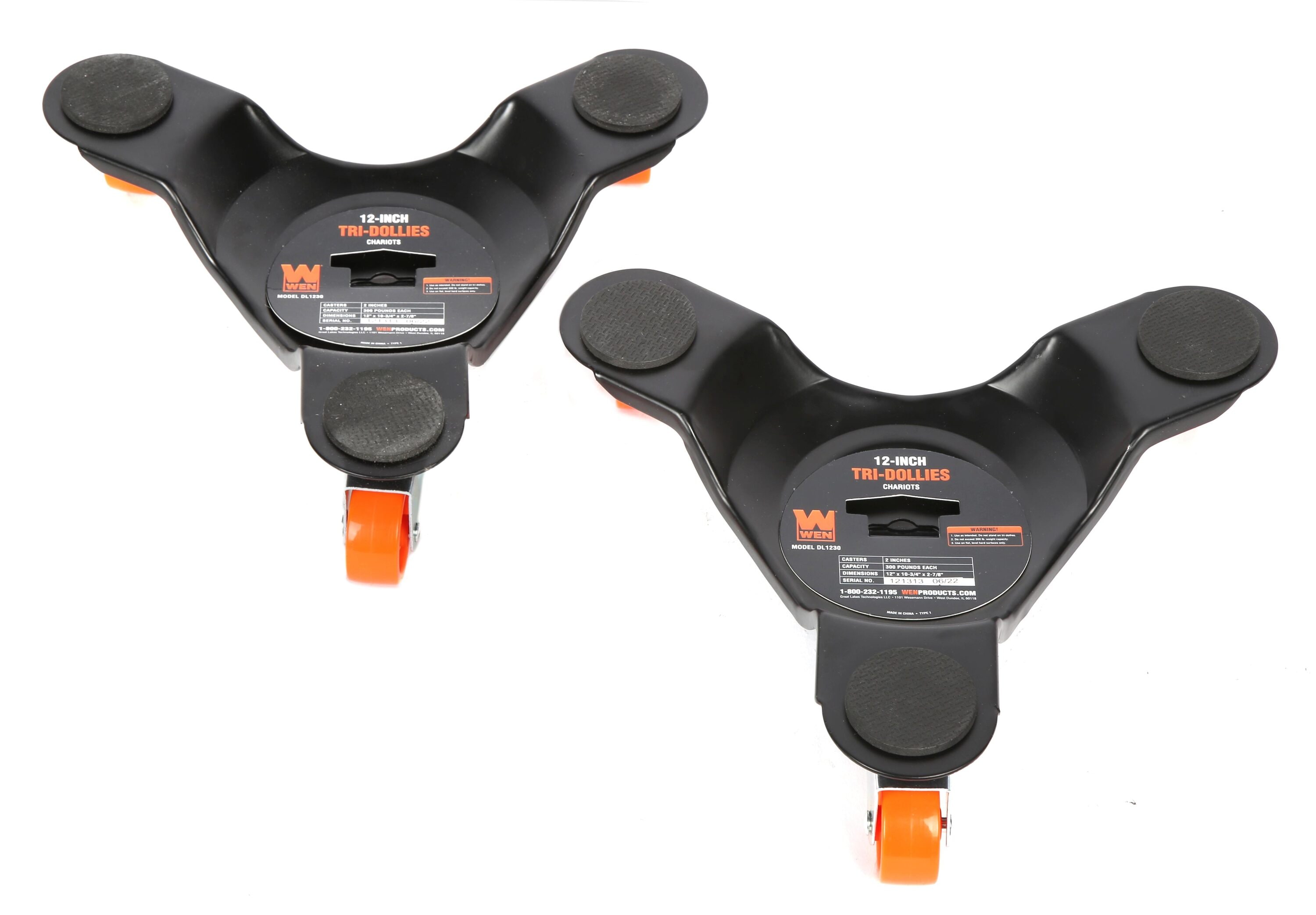 Carretilla para muebles de acero negro de 3 ruedas con capacidad de 300 libras DL1230