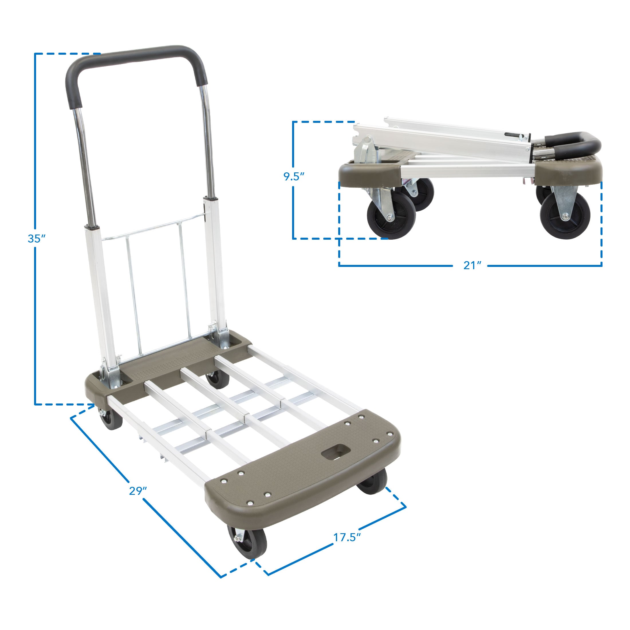 Carrito de aluminio Mount-It! con capacidad de 300 libras y 4 ruedas en varios colores/acabados MI-950