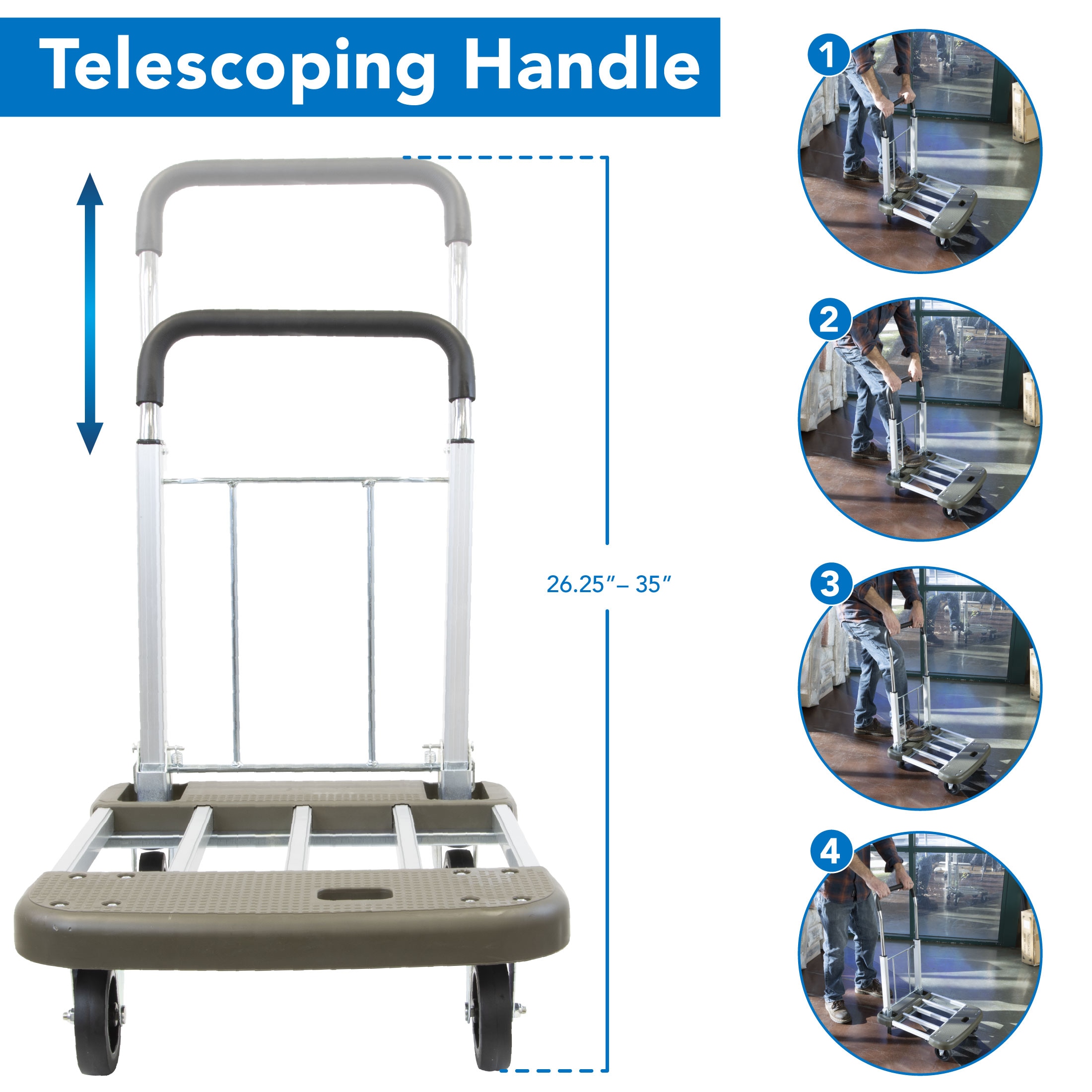 Carrito de aluminio Mount-It! con capacidad de 300 libras y 4 ruedas en varios colores/acabados MI-950