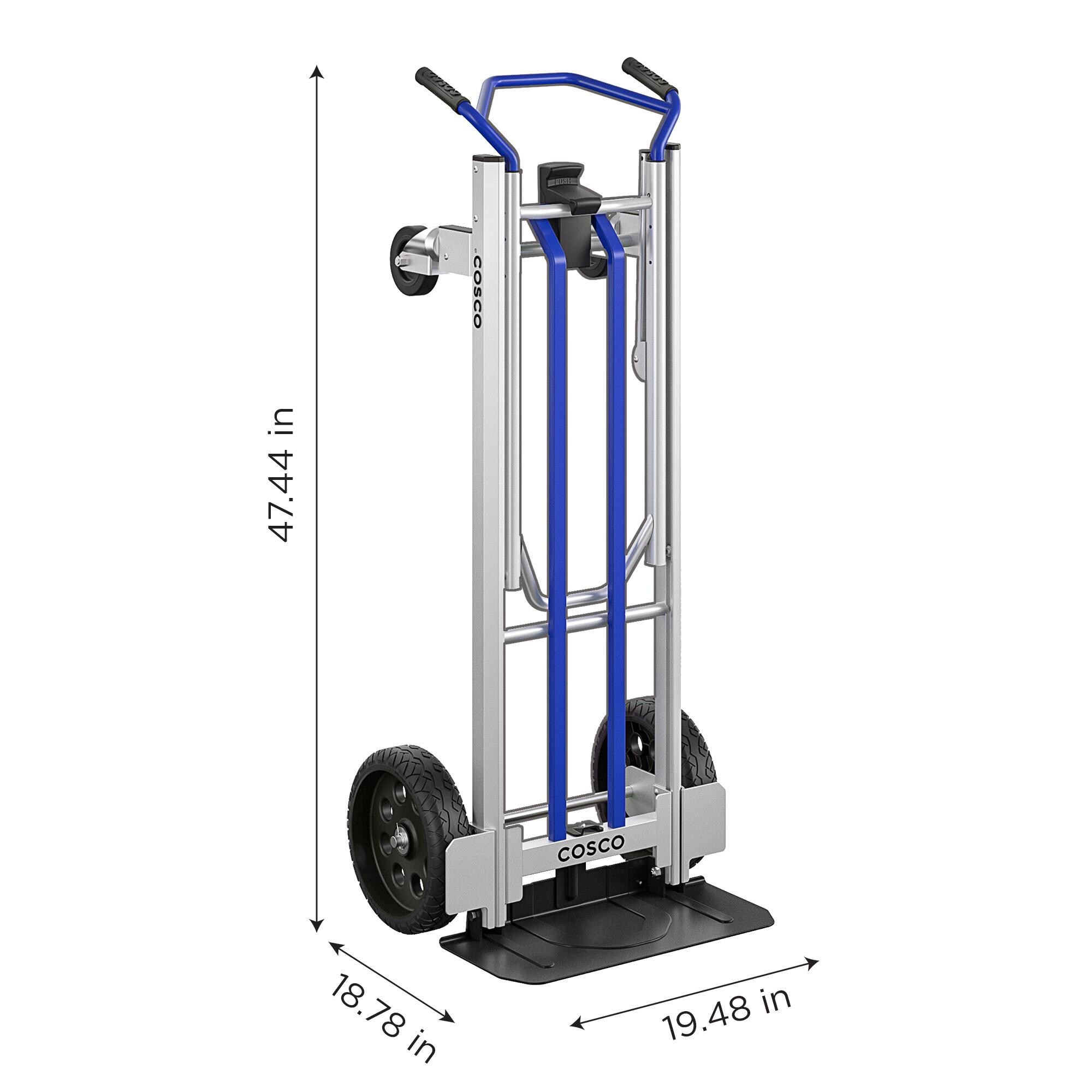 Carretilla de mano convertible de aluminio azul con capacidad de 800 libras y 4 ruedas Cosco 12253BLU1E