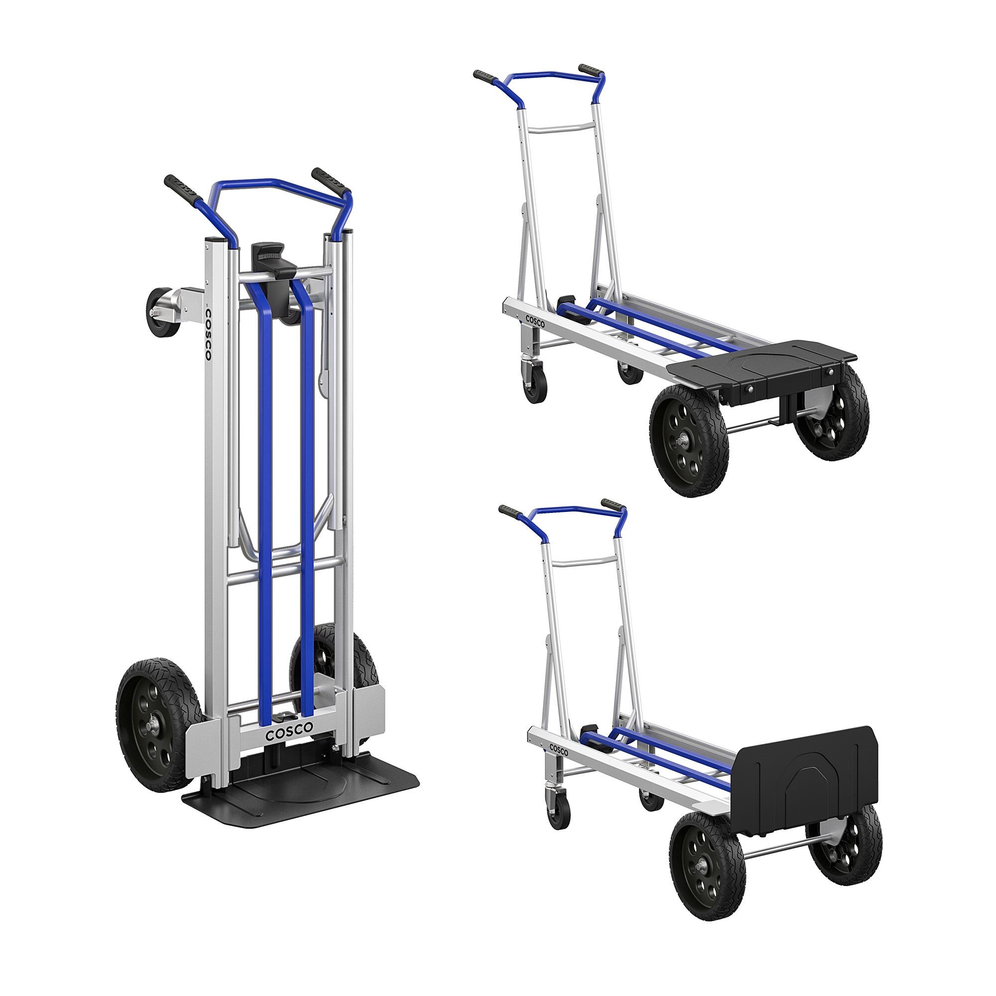 Carretilla de mano convertible de aluminio azul con capacidad de 800 libras y 4 ruedas Cosco 12253BLU1E