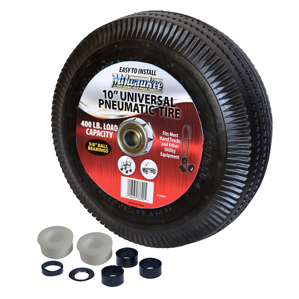 Rueda de repuesto para carretilla de mano de goma negra con capacidad de 400 lb de Milwaukee modelo DC3339