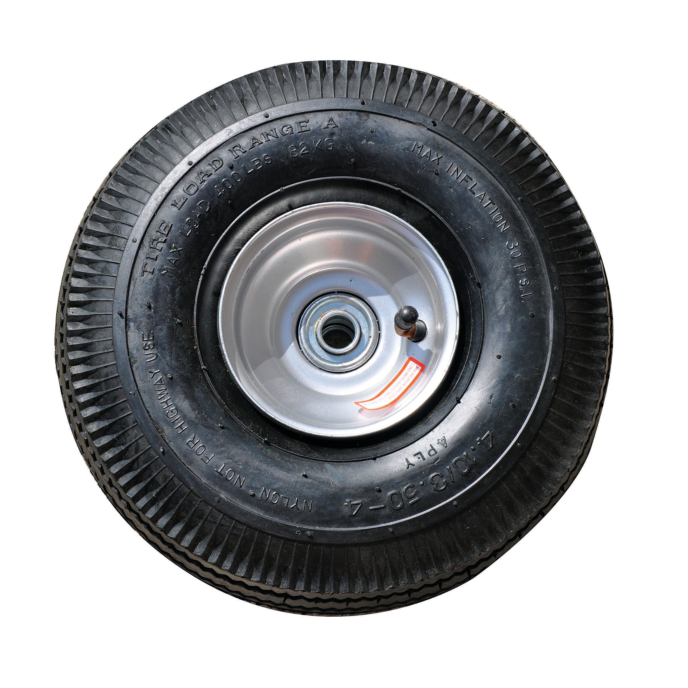 Rueda de repuesto para carretilla de mano de goma negra con capacidad de 400 lb de Milwaukee modelo DC3339