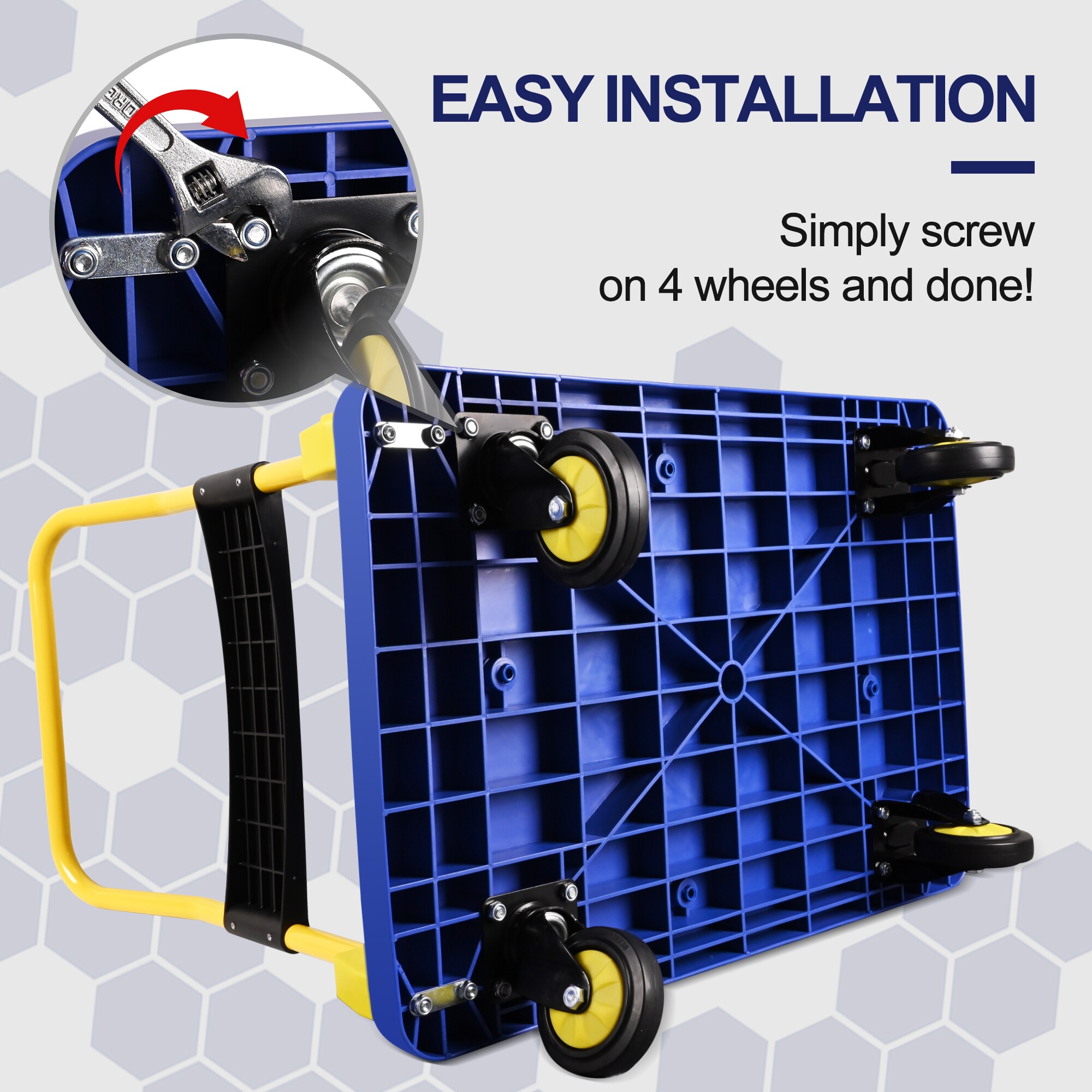Carretilla de plataforma de servicio estándar de acero azul de 4 ruedas con capacidad de 1300 libras Wrightmaster DOLO0603