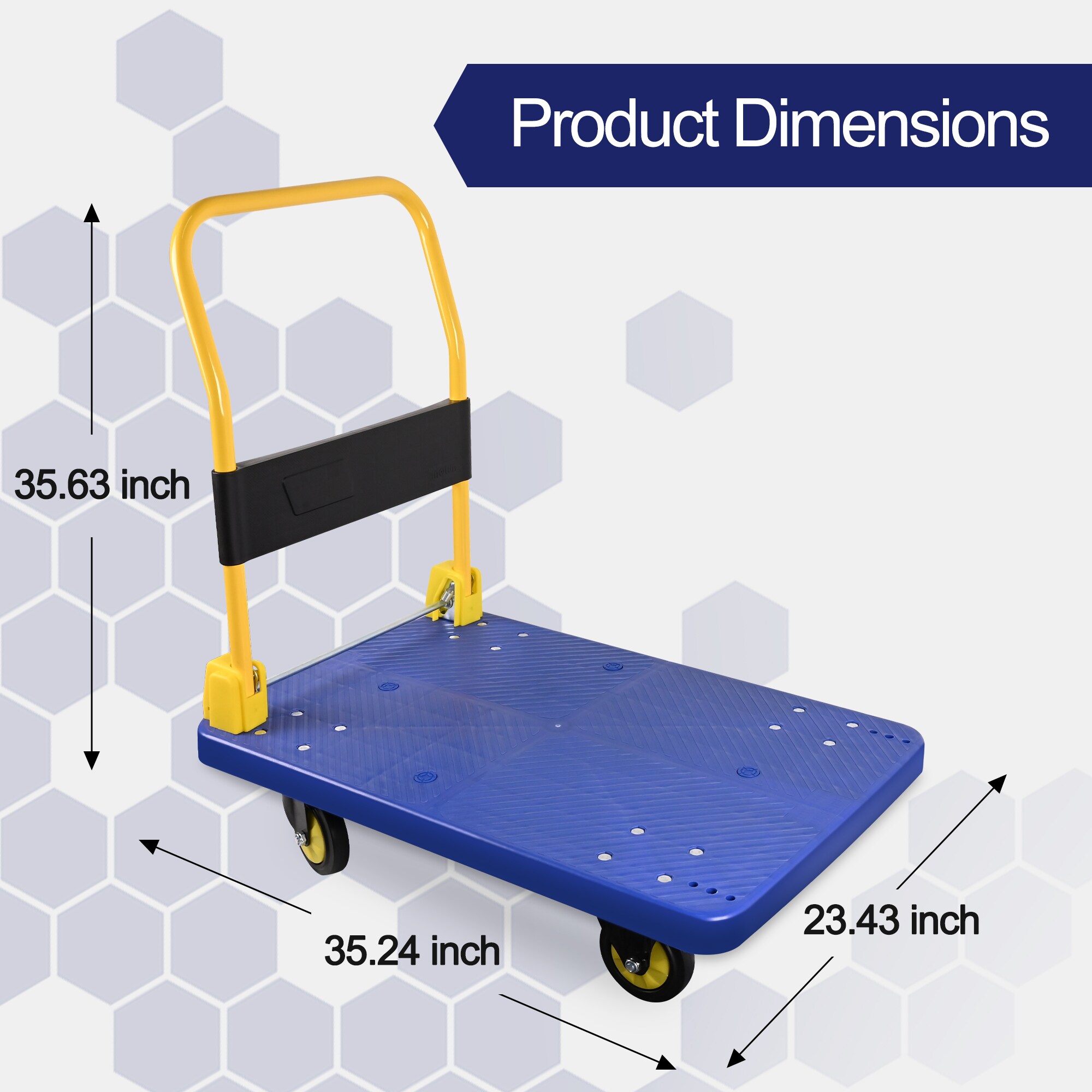 Carretilla de plataforma de servicio estándar de acero azul de 4 ruedas con capacidad de 1300 libras Wrightmaster DOLO0603