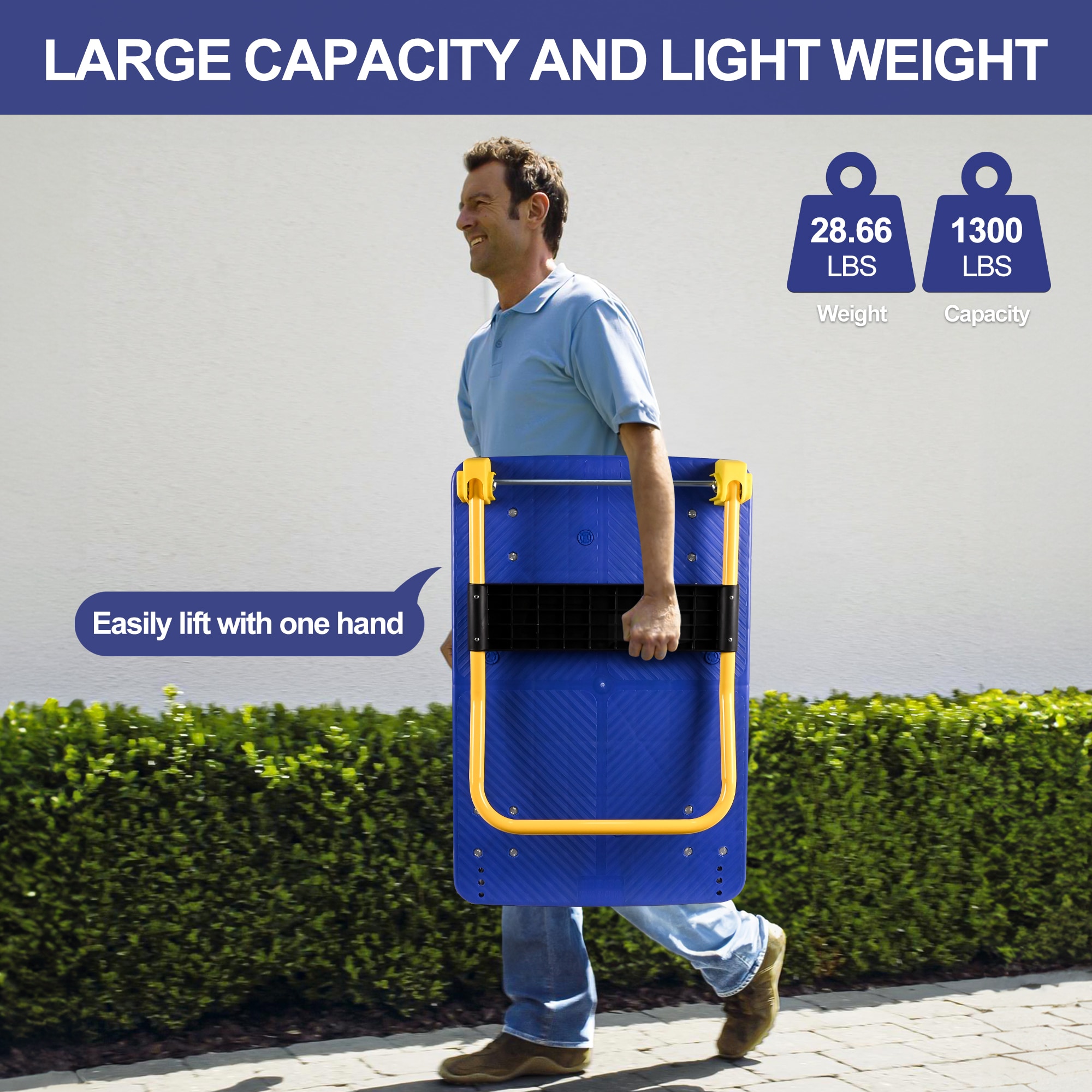 Carretilla de plataforma de servicio estándar de acero azul de 4 ruedas con capacidad de 1300 libras Wrightmaster DOLO0603