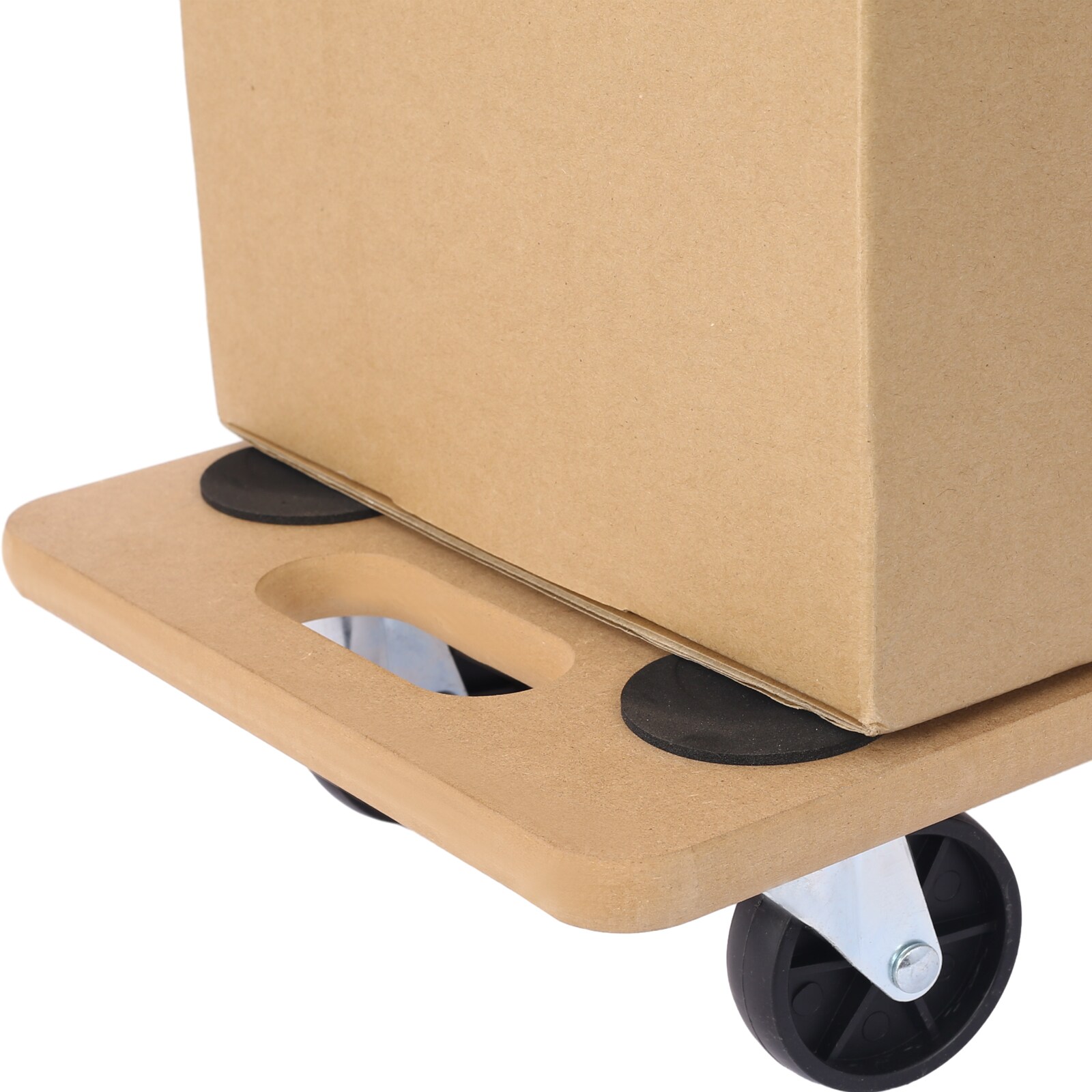 Carretilla para muebles de madera marrón de 4 ruedas con capacidad de 440 libras W4651104