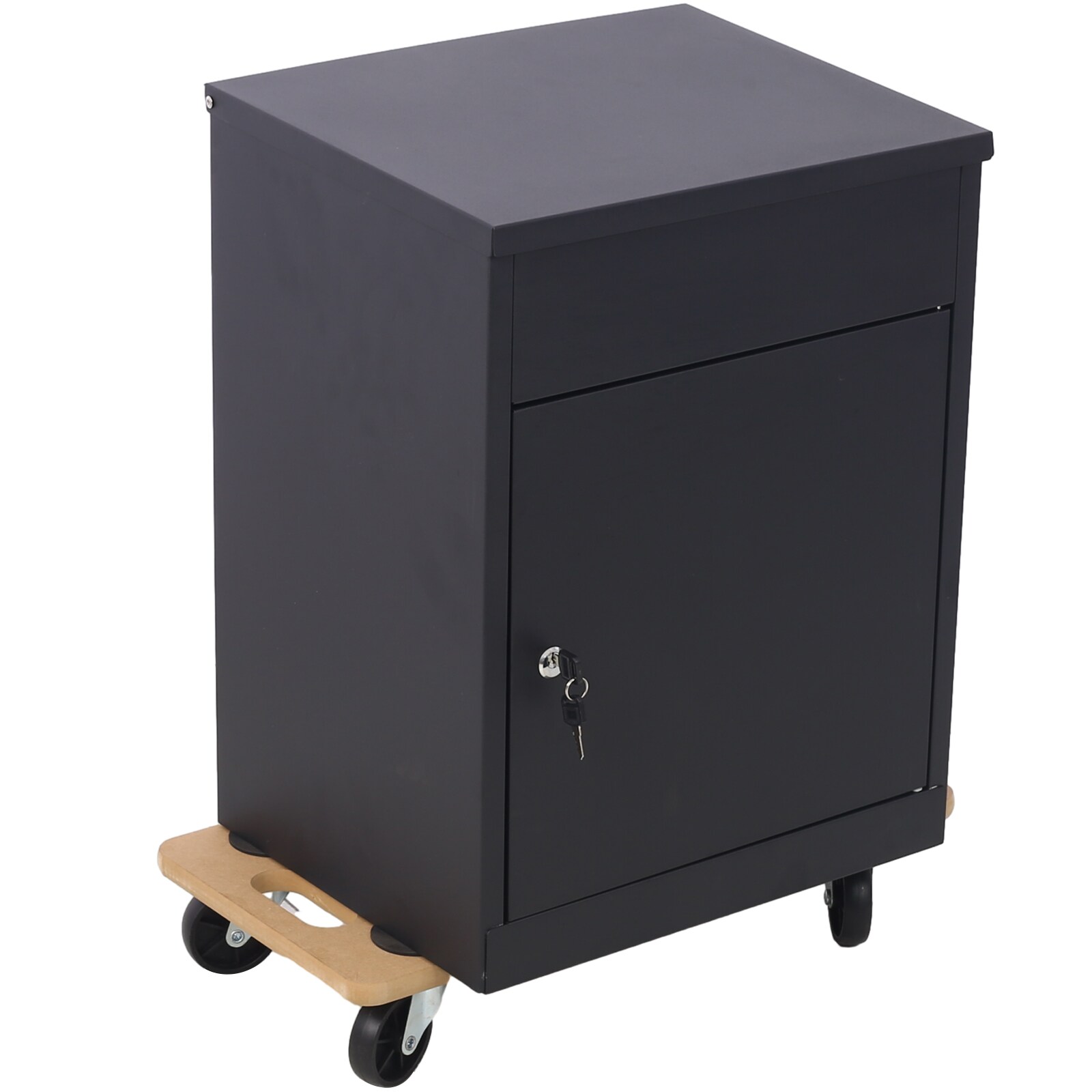Carretilla para muebles de madera marrón de 4 ruedas con capacidad de 440 libras W4651104