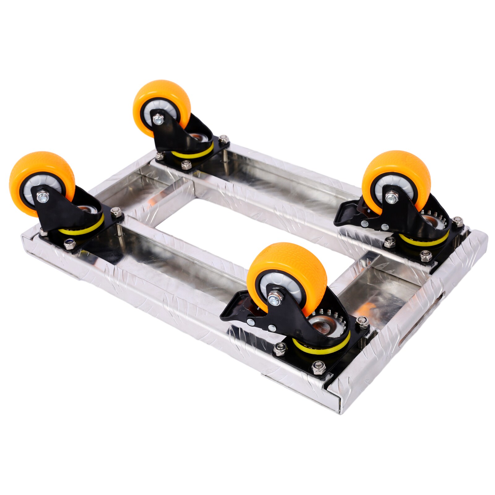 Carretilla para muebles de aluminio plateado de 4 ruedas con capacidad de 800 libras W4651102