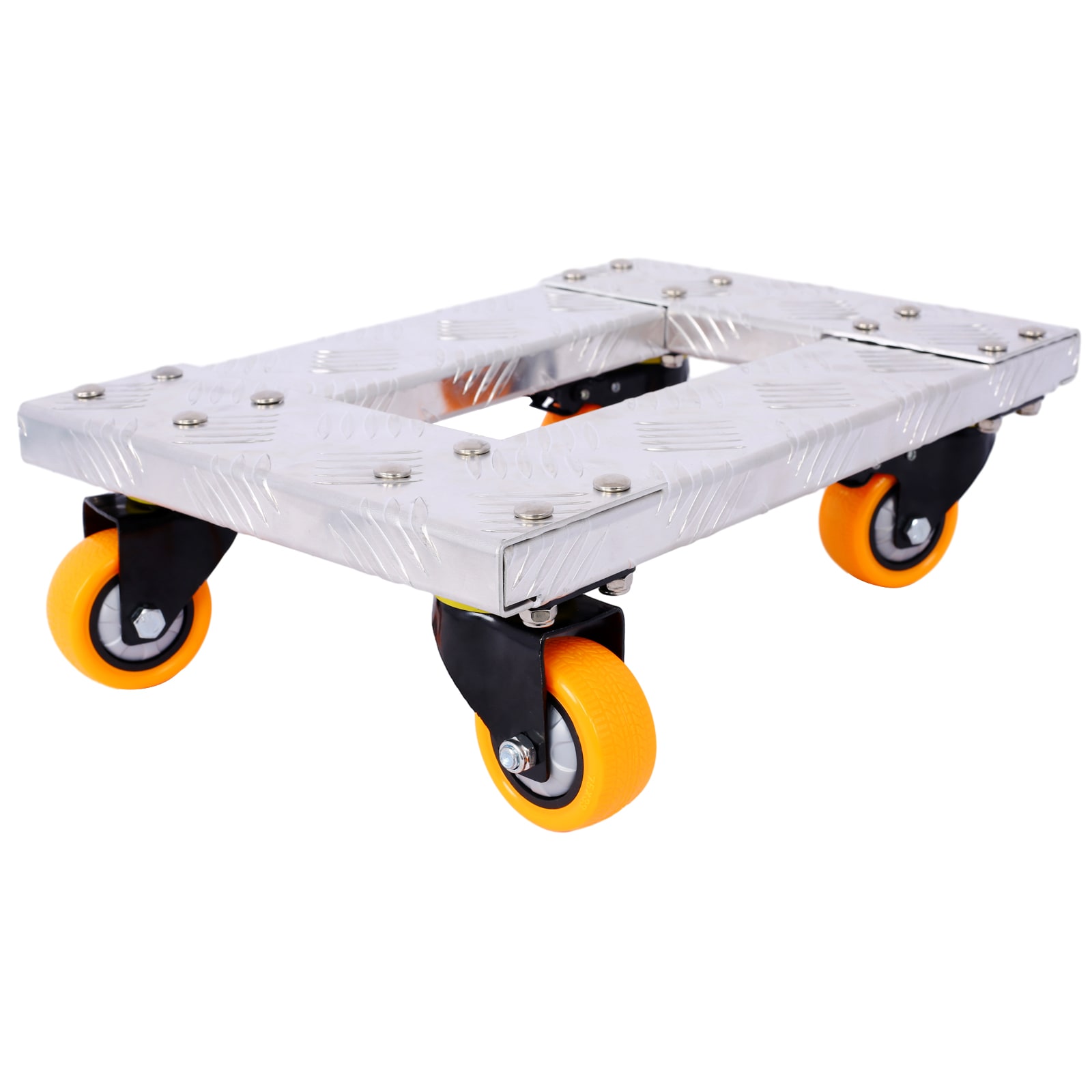 Carretilla para muebles de aluminio plateado de 4 ruedas con capacidad de 800 libras W4651102