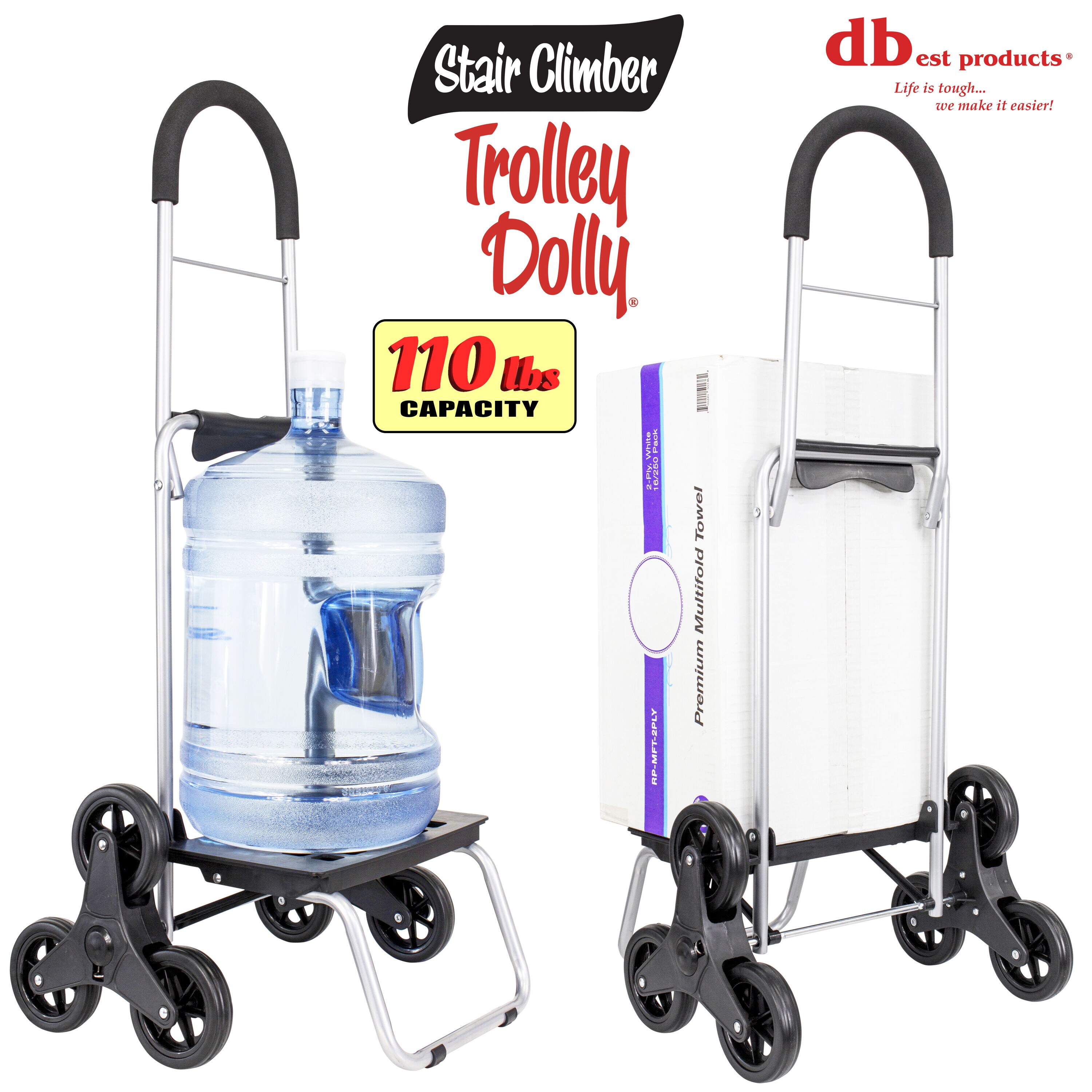 Carrito de acero negro de 6 ruedas con capacidad de 110 libras de dbest products 01-571MB
