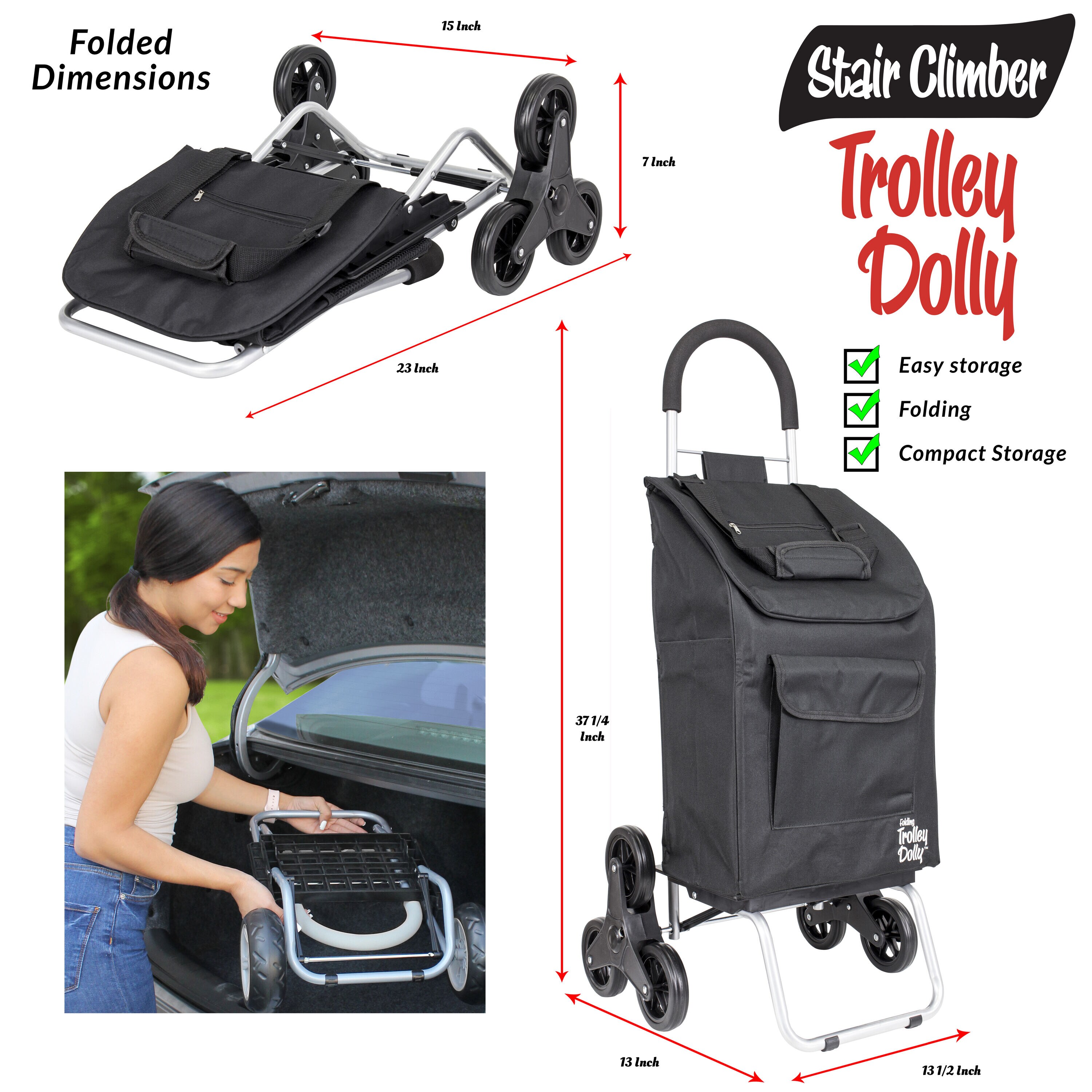 Carrito de acero negro de 6 ruedas con capacidad de 110 libras de dbest products 01-571MB