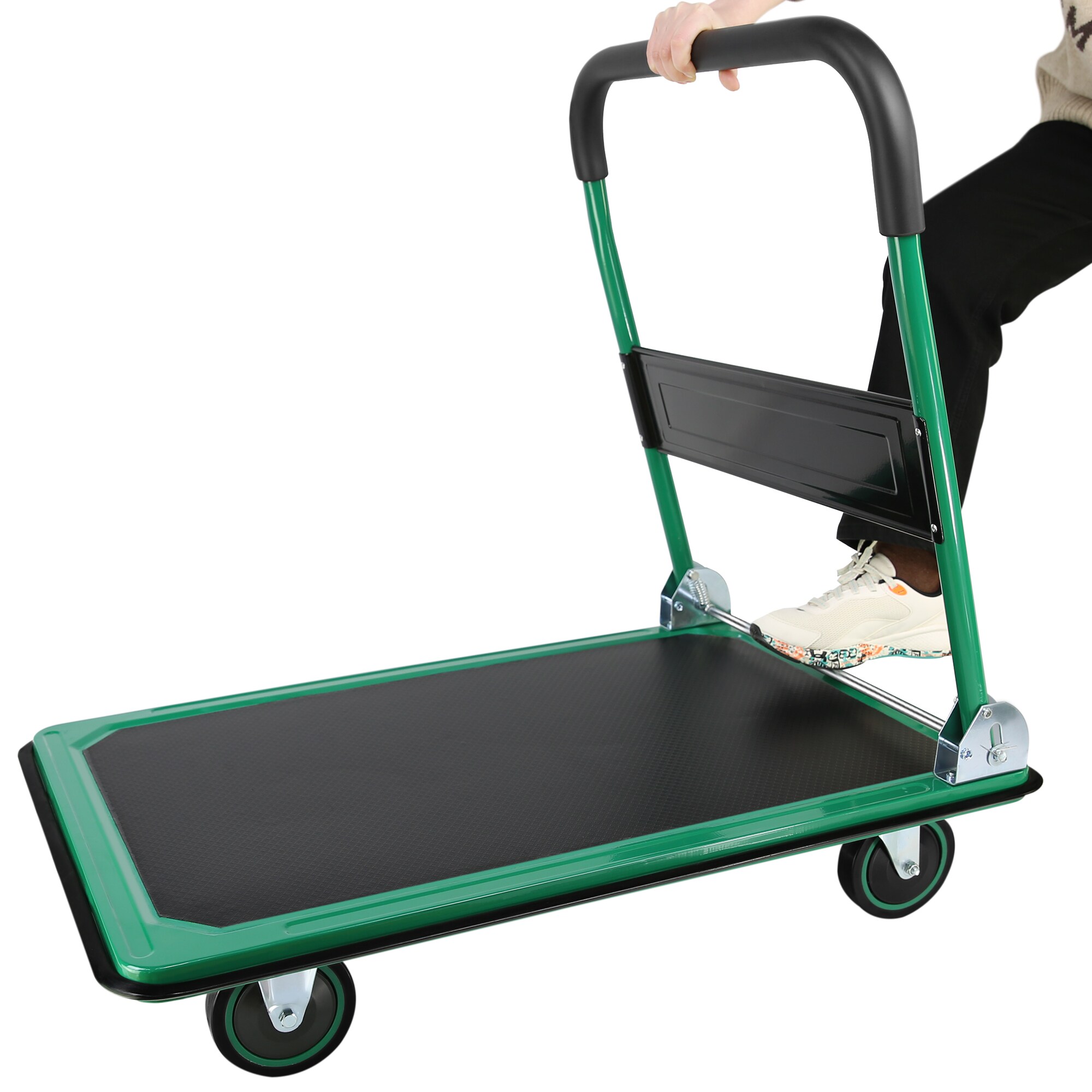 Carretilla de plataforma de trabajo estándar de acero verde de 660 libras de capacidad con 4 ruedas Kahomvis YS-QPW1-280