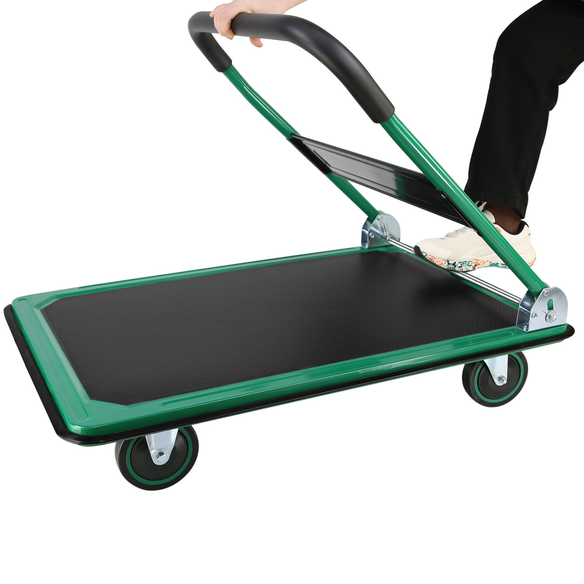 Carretilla de plataforma de trabajo estándar de acero verde de 660 libras de capacidad con 4 ruedas Kahomvis YS-QPW1-280