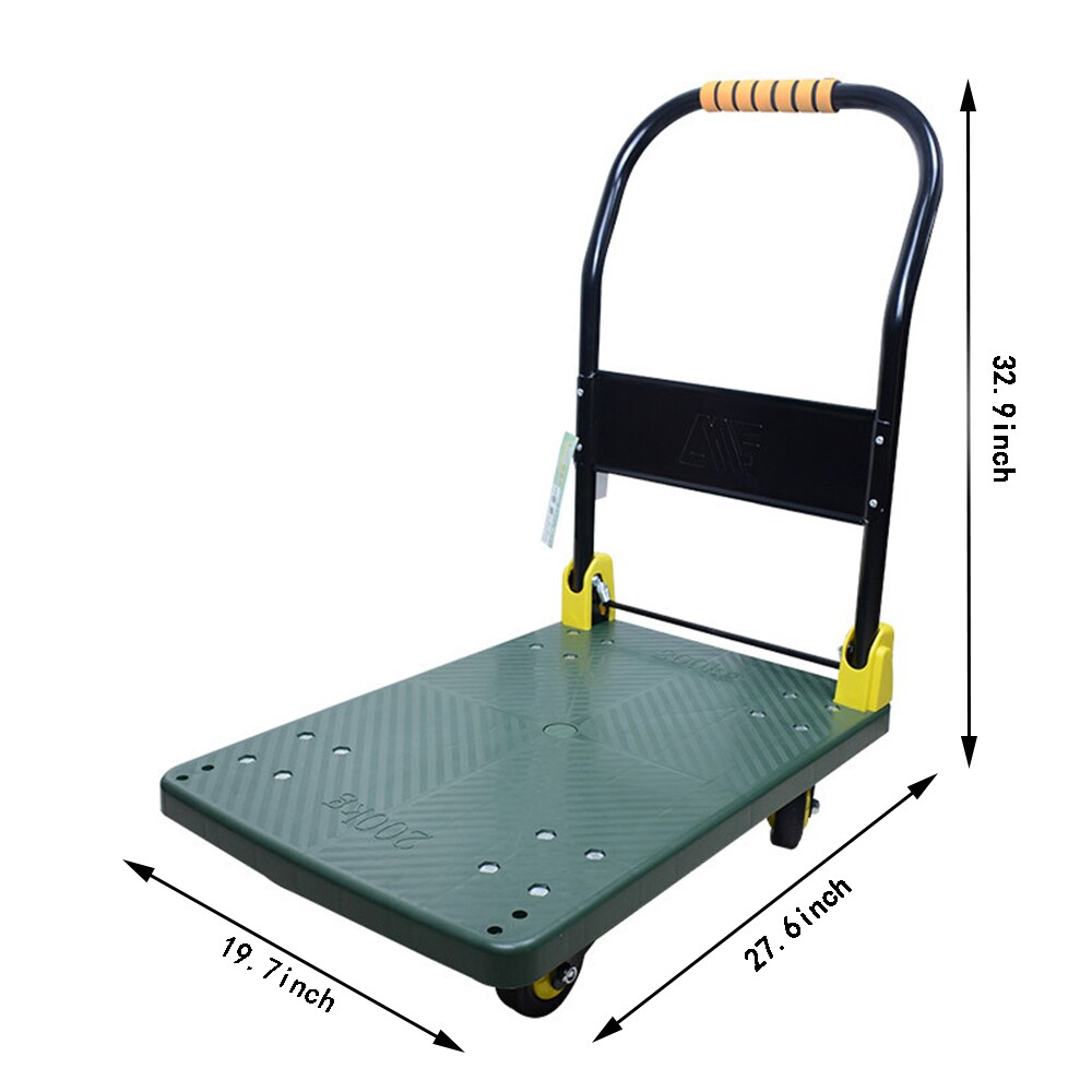 Camión plataforma de acero pesado de capacidad de 440 libras con 4 ruedas en verde Kahomvis COS-QPW1-351