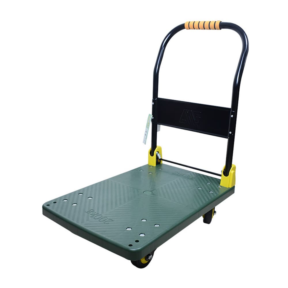 Camión plataforma de acero pesado de capacidad de 440 libras con 4 ruedas en verde Kahomvis COS-QPW1-351