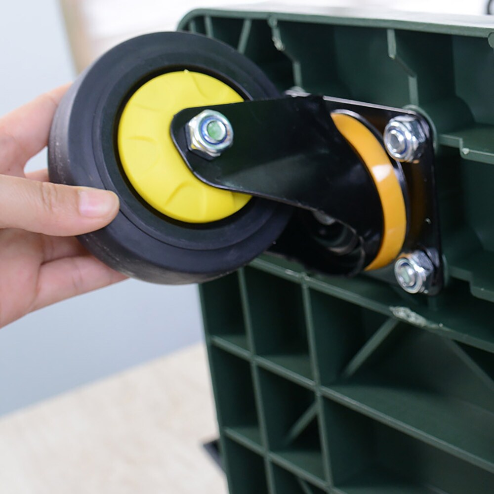Camión plataforma de acero pesado de capacidad de 440 libras con 4 ruedas en verde Kahomvis COS-QPW1-351