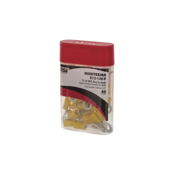 Terminal de anillo de vinilo de 12-10 AWG con perno de 1/4 pulgadas - R12-14V-P de Nsi Industries