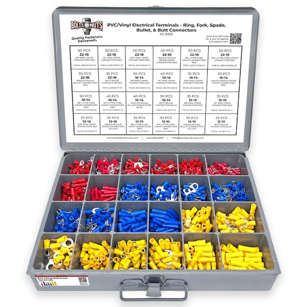 Conjunto de Conectores Terminales Aislados de PVC/Vinilo - 961 Piezas - KIT DE SURTIDO #383 de Boltsandnuts.Com