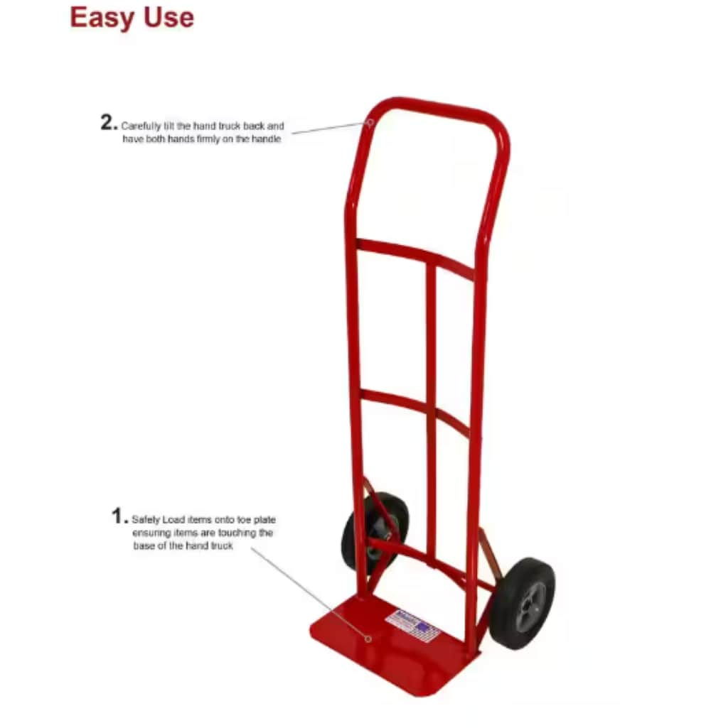 Carretilla de mano estándar de acero rojo de 2 ruedas Milwaukee con capacidad de 600 libras DC47109