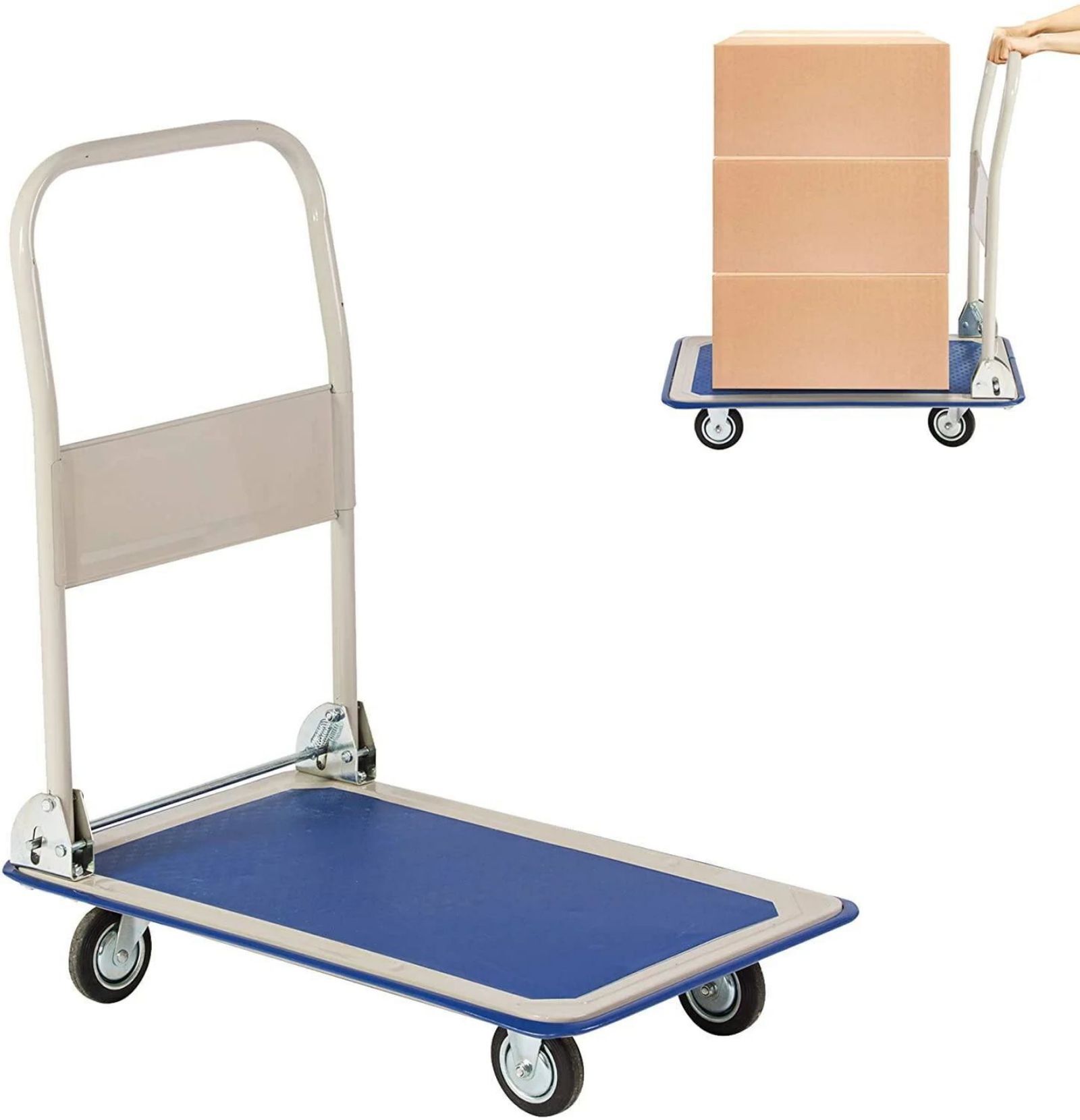 Carretilla de plataforma de servicio estándar de acero azul Maocao Hoom con capacidad de 330lb y 4 ruedas BH-DJ-62937