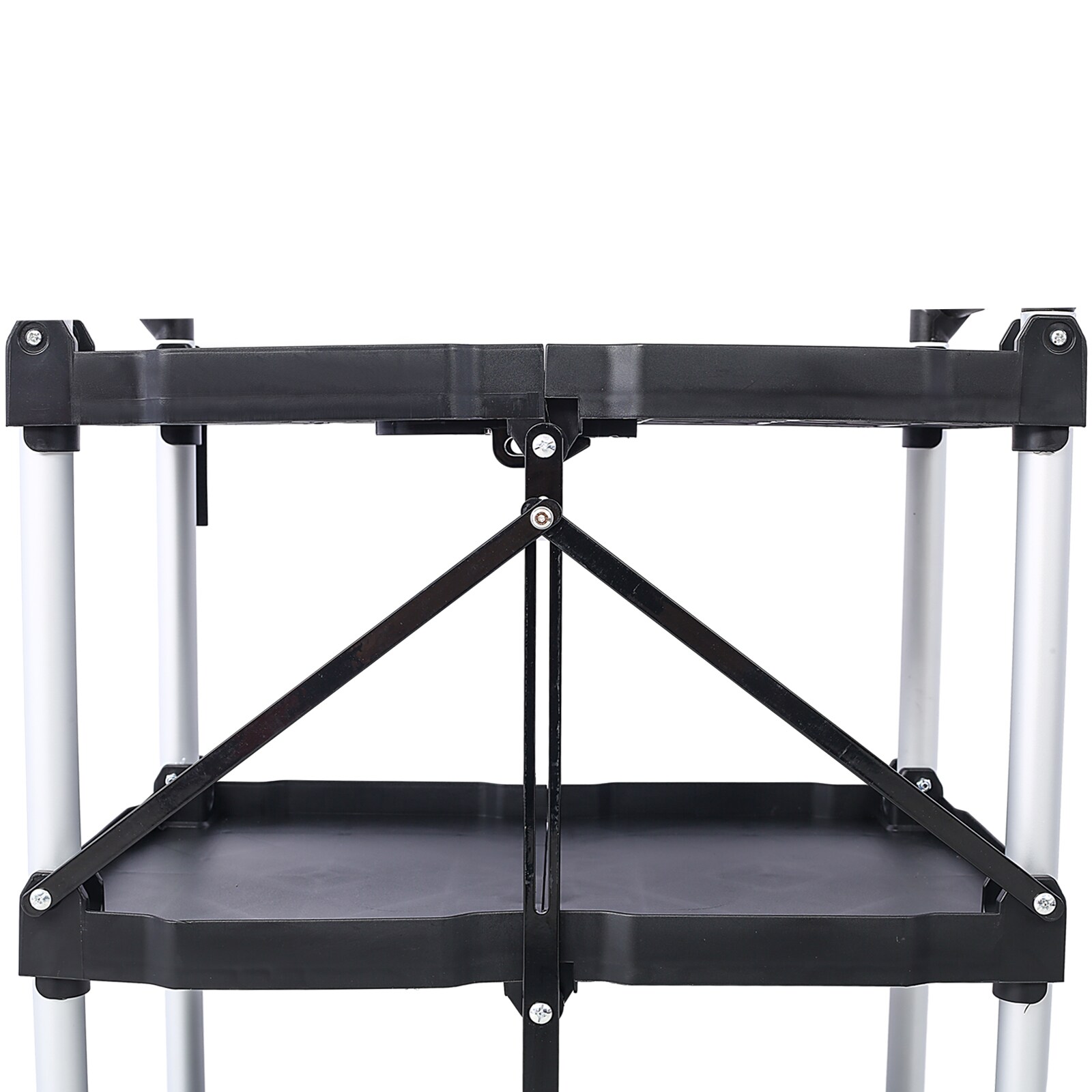 Carretilla plegable de polipropileno negra de 4 ruedas con capacidad de 50 lb. W4651101