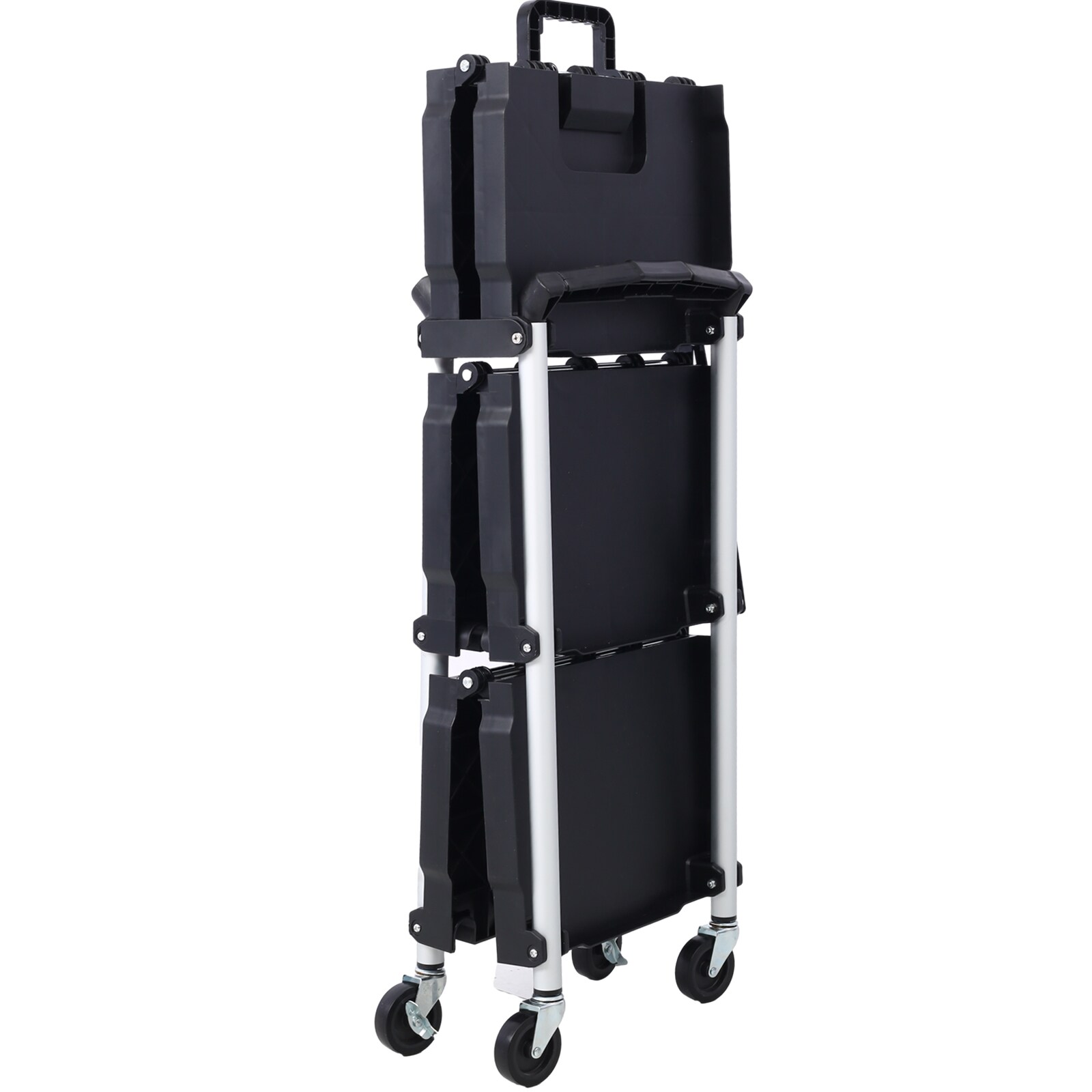 Carretilla plegable de polipropileno negra de 4 ruedas con capacidad de 50 lb. W4651101