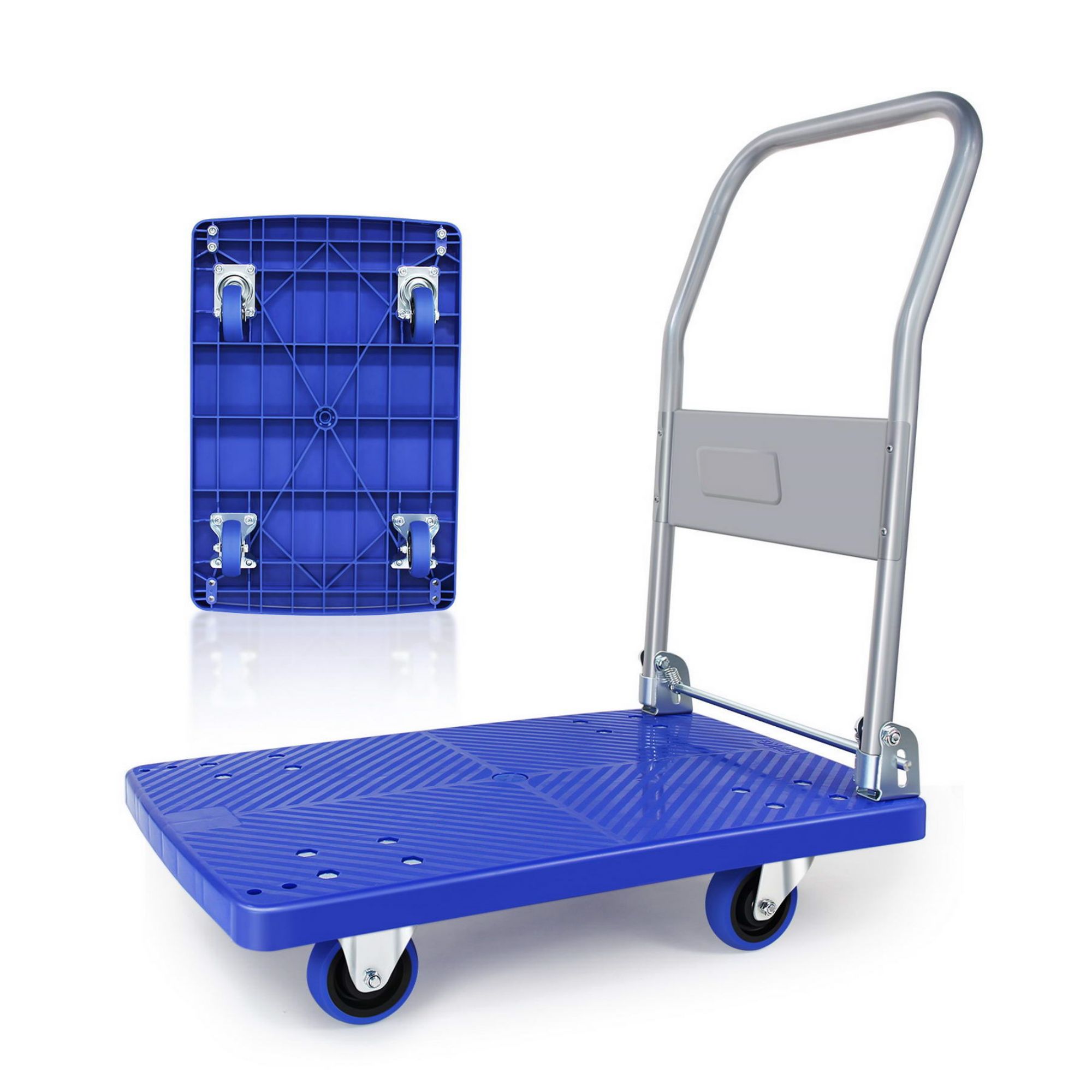 Camión de plataforma de servicio estándar de acero azul con capacidad de 440 libras y 4 ruedas Kahomvis COS-QPW1-005