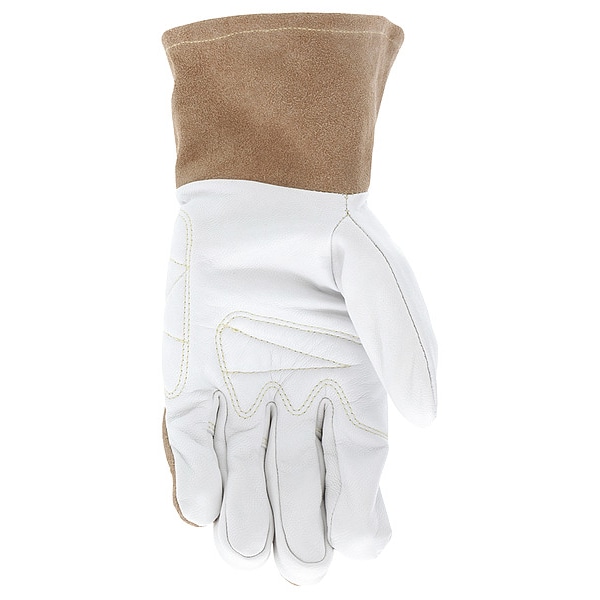 Guante de cuero para soldadura Mcr Safety, café/blanco, L, PR - 4890L