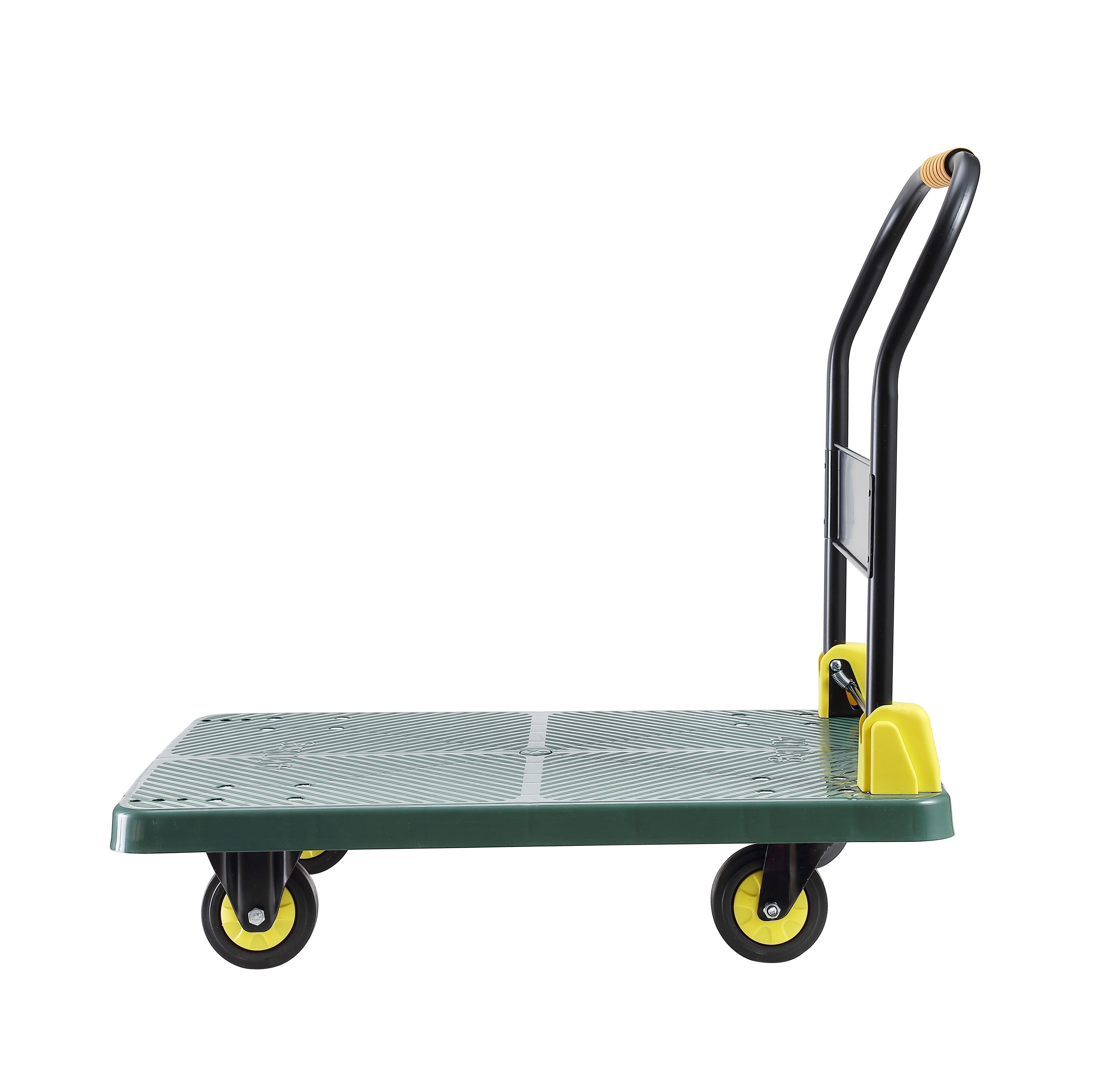 Carretilla de mano plegable de plástico verde con capacidad de 880 lb y 4 ruedas Siavonce FZ-D0102HRIM68