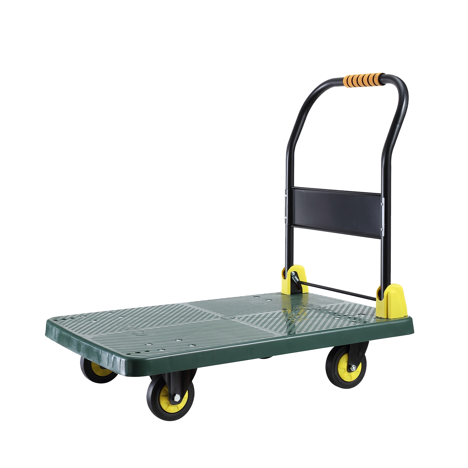 Carretilla de mano plegable de plástico verde con capacidad de 880 lb y 4 ruedas Siavonce FZ-D0102HRIM68