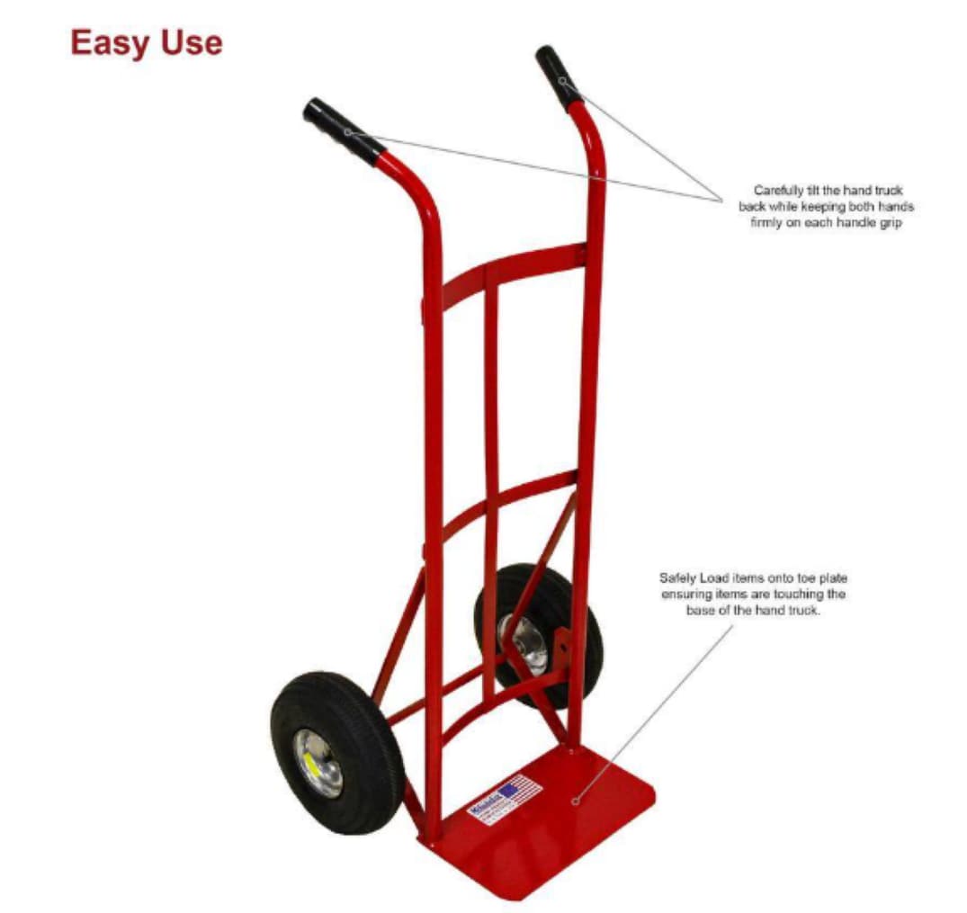 Carretilla de mano de servicio pesado de acero rojo de 2 ruedas con capacidad de 800 lb de Milwaukee DC40135