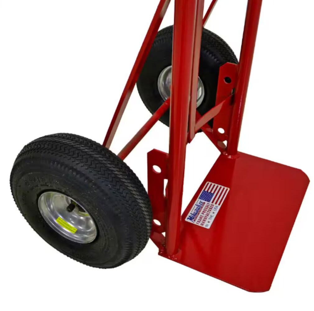 Carretilla de mano de servicio pesado de acero rojo de 2 ruedas con capacidad de 800 lb de Milwaukee DC40135