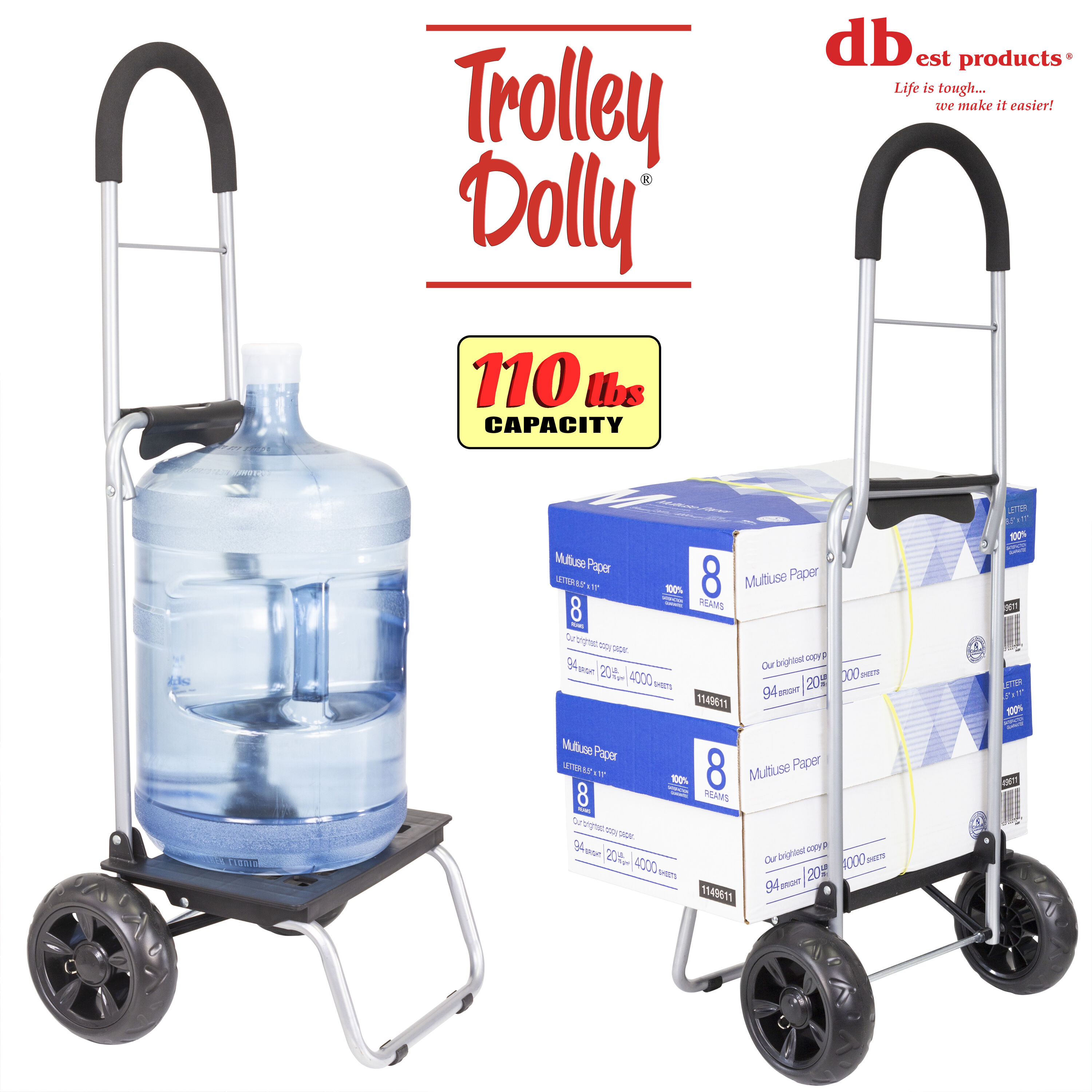 Diablito de acero negro de 2 ruedas con capacidad de 110 libras de dbest products 01-517MB