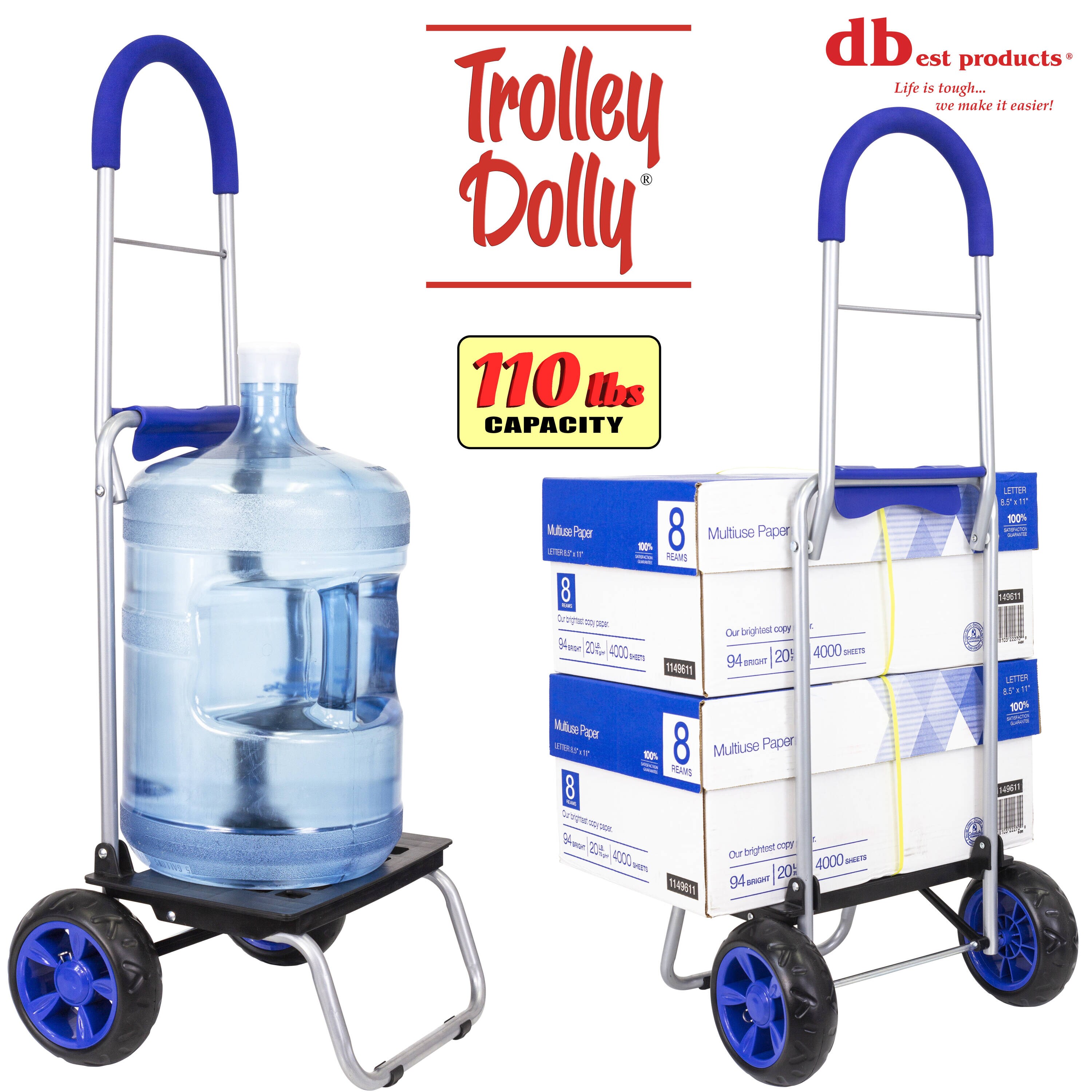 Carretilla Azul de Acero de 2 Ruedas con Capacidad de 110 Libras de dbest products 01-060MB