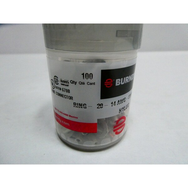 Paquete de 100 terminales de anillo no aislados para conector de 20-14AWG - T1414 de Burndy