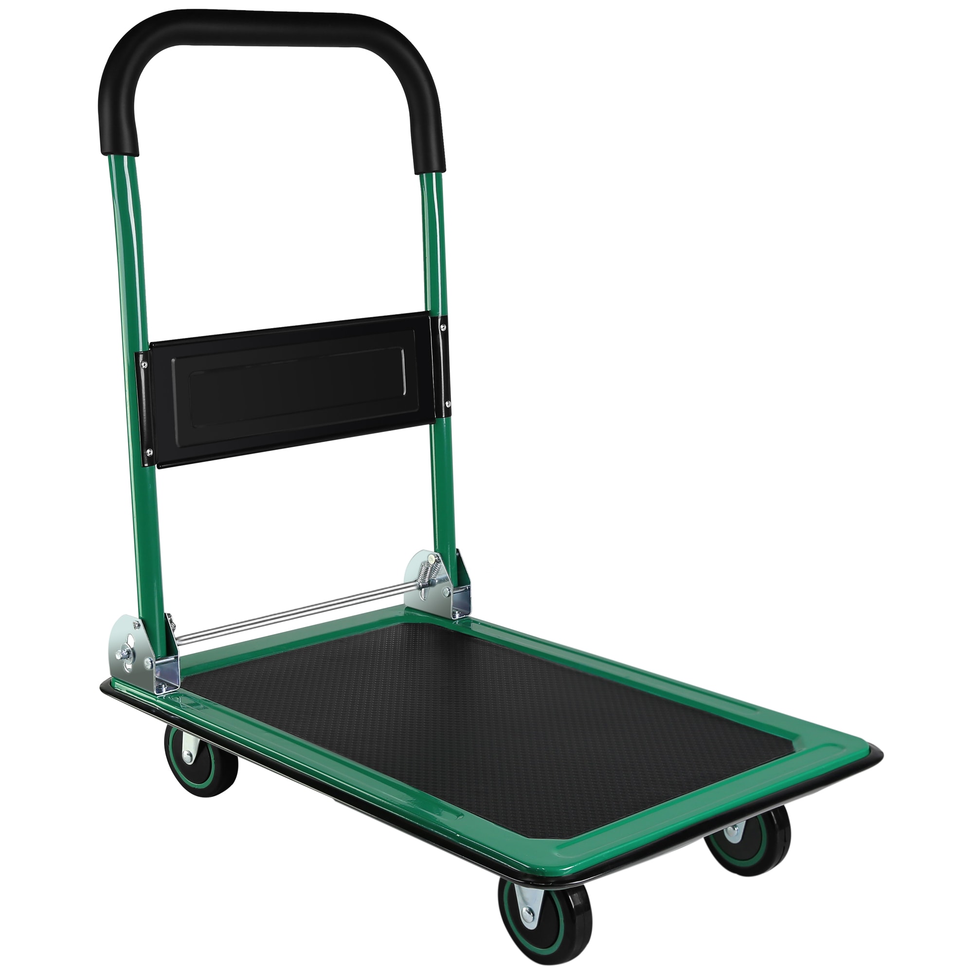 Carretilla de mano plegable de plástico verde con capacidad de 330 lb y 4 ruedas Siavonce FZ-D0102HRIM86.