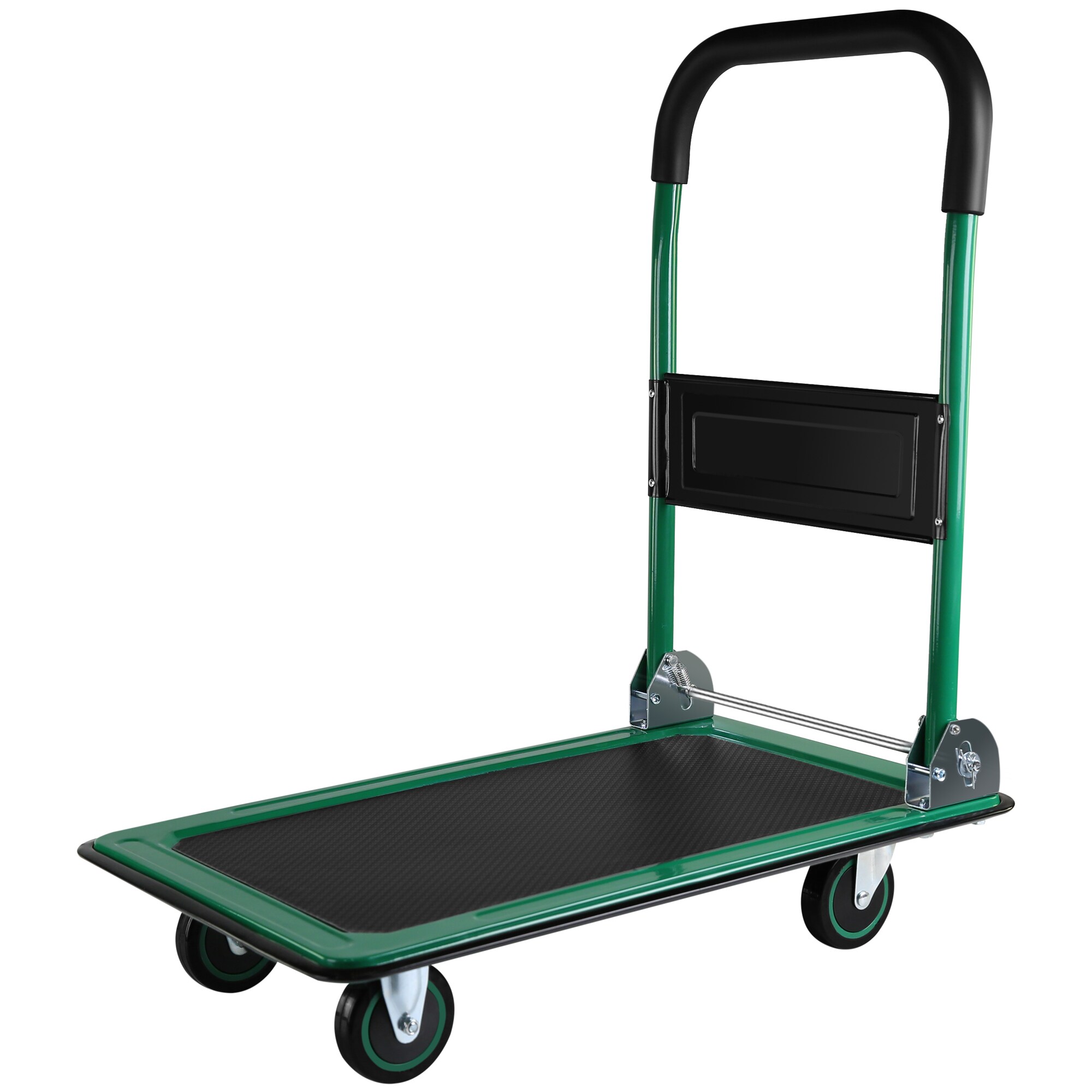 Carretilla de mano plegable de plástico verde con capacidad de 330 lb y 4 ruedas Siavonce FZ-D0102HRIM86.