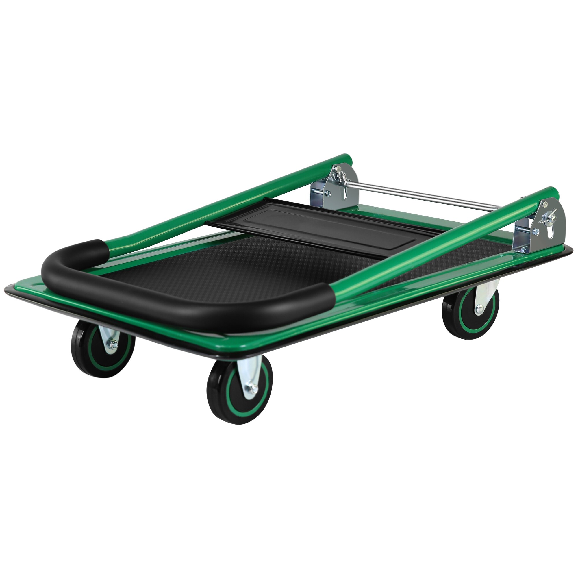 Carretilla de mano plegable de plástico verde con capacidad de 330 lb y 4 ruedas Siavonce FZ-D0102HRIM86.