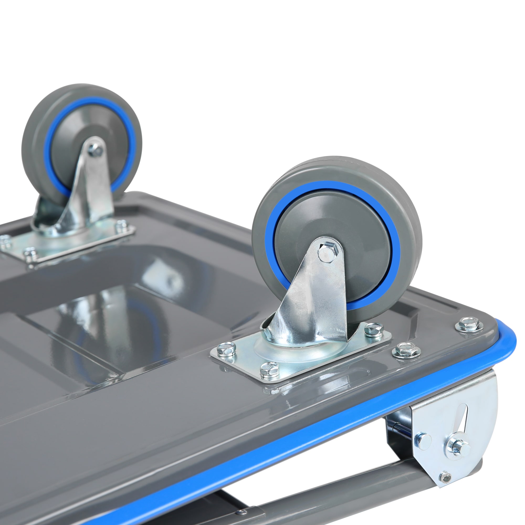 Carretilla de plataforma de servicio estándar de acero azul con capacidad de 660 lbs y 4 ruedas Kahomvis YS-QPW1-281
