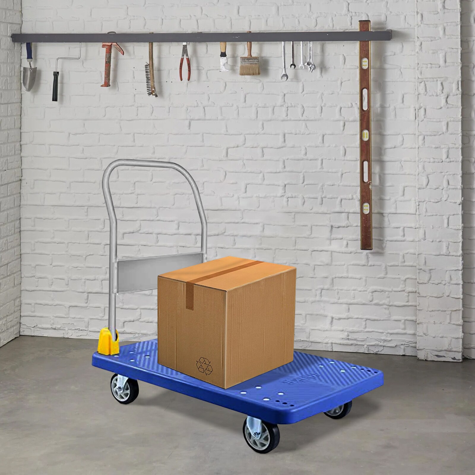 Carretilla de mano estándar de acero azul Maocao Hoom 880 lb de capacidad con 4 ruedas BH-DJ-7858