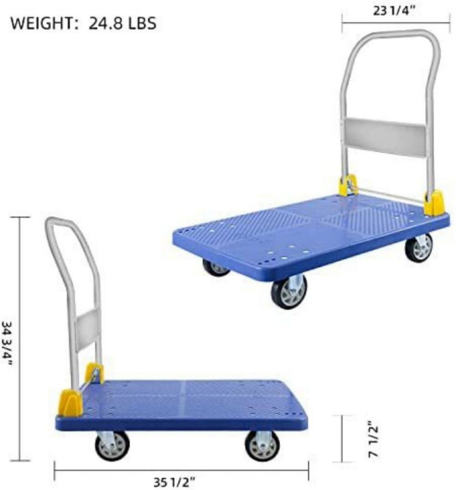Carretilla de mano estándar de acero azul Maocao Hoom 880 lb de capacidad con 4 ruedas BH-DJ-7858
