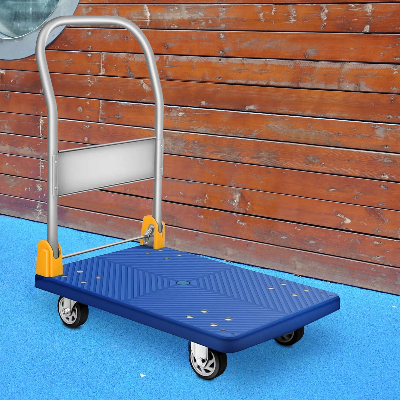 Carretilla de mano estándar de acero azul Maocao Hoom 880 lb de capacidad con 4 ruedas BH-DJ-7858