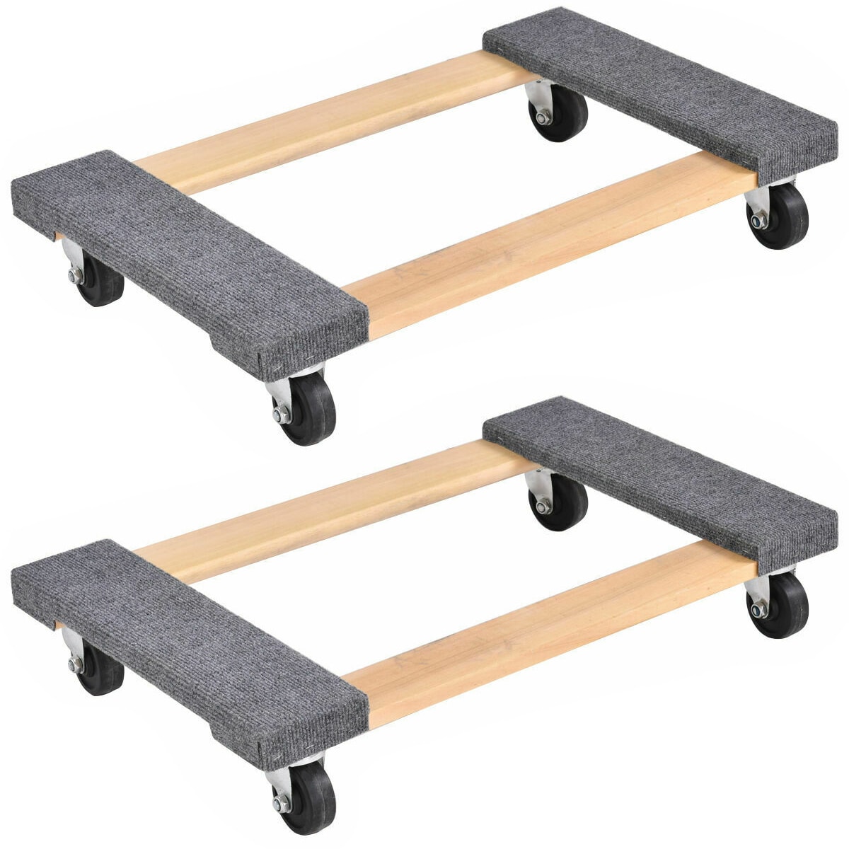 Carretilla de madera marrón de 4 ruedas con capacidad para 1000 libras de Costway 2TL32912