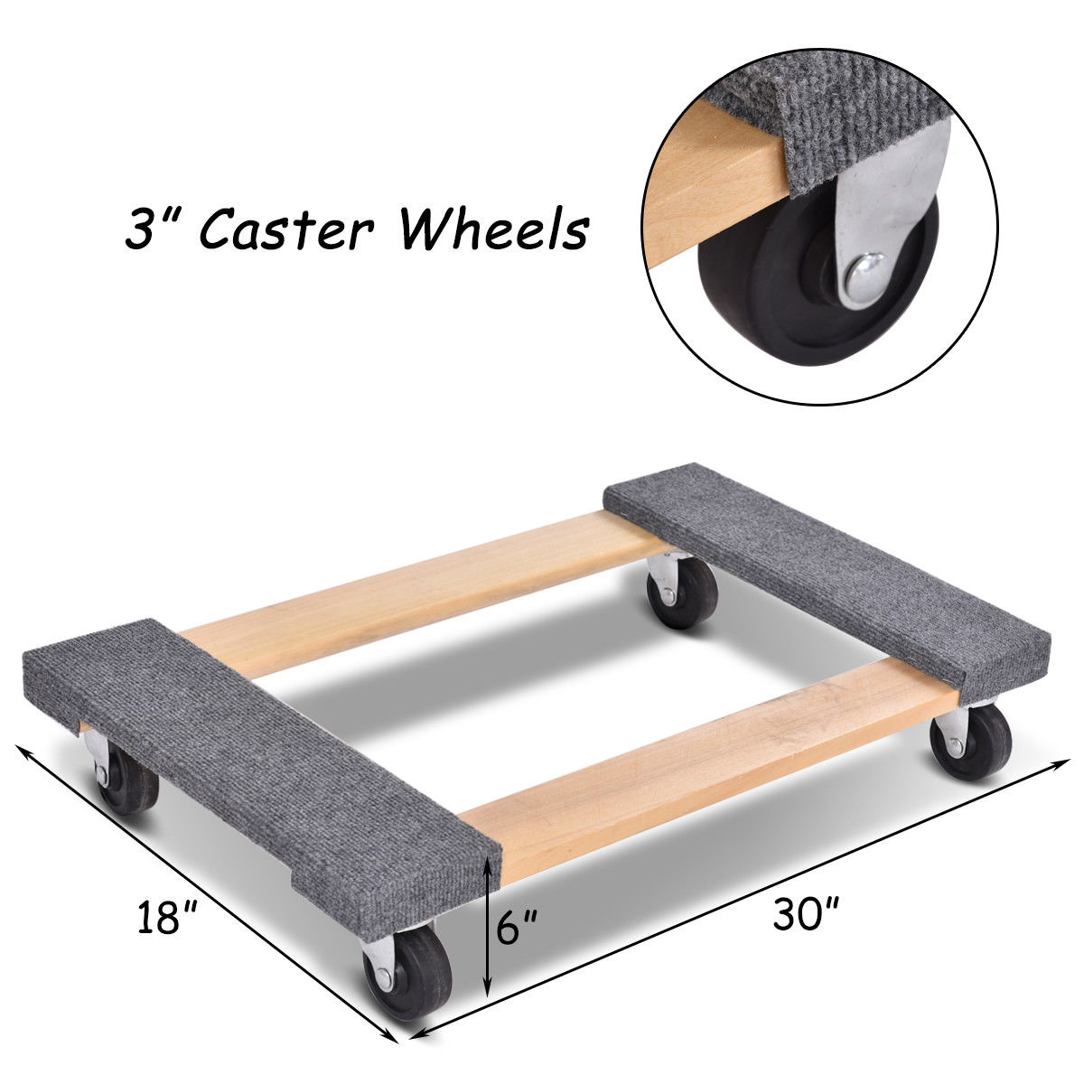Carretilla de madera marrón de 4 ruedas con capacidad para 1000 libras de Costway 2TL32912