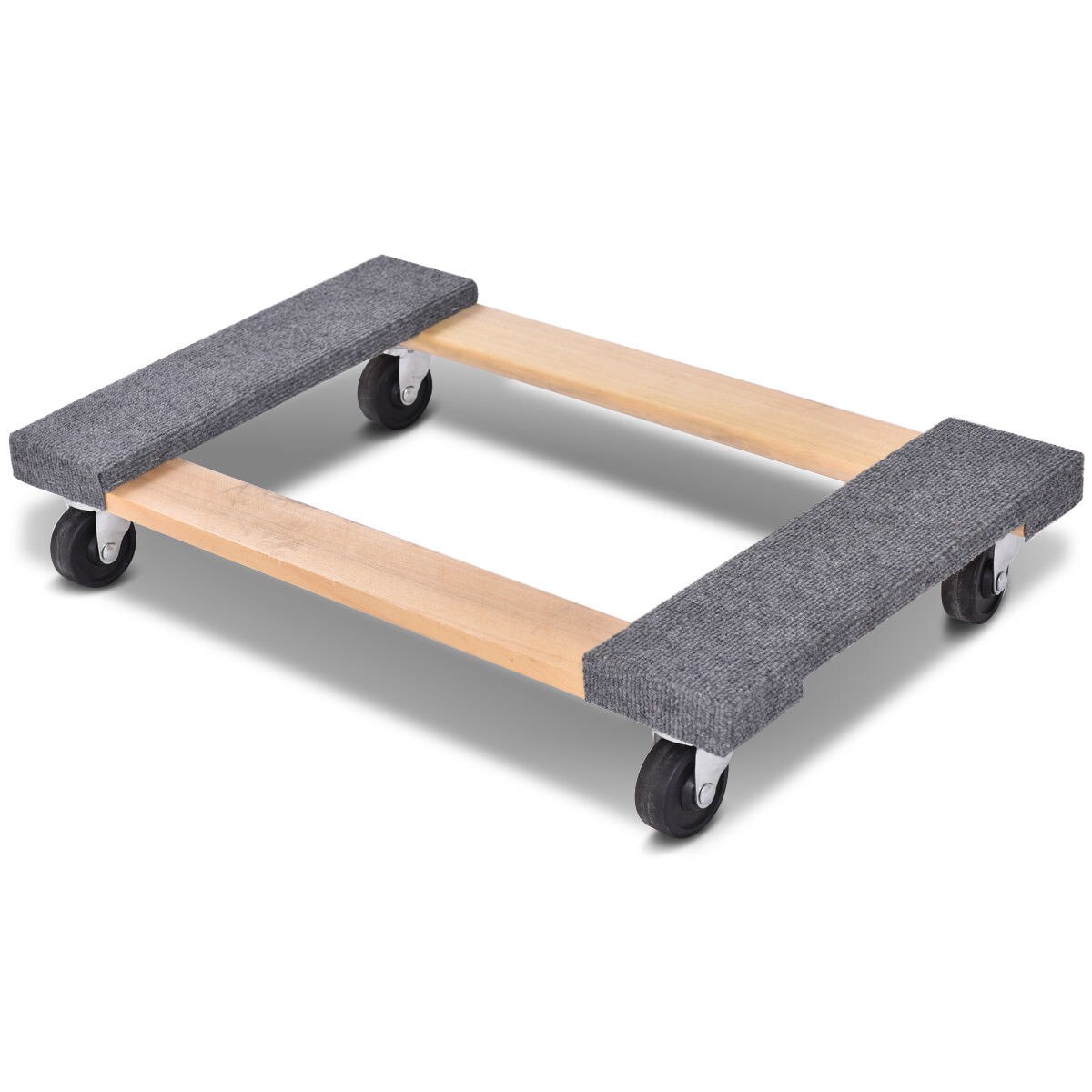 Carretilla de madera marrón de 4 ruedas con capacidad para 1000 libras de Costway 2TL32912