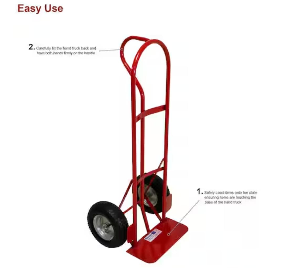 Carretilla de mano de servicio pesado de acero rojo con capacidad de 800 libras y 2 ruedas de Milwaukee DC48866