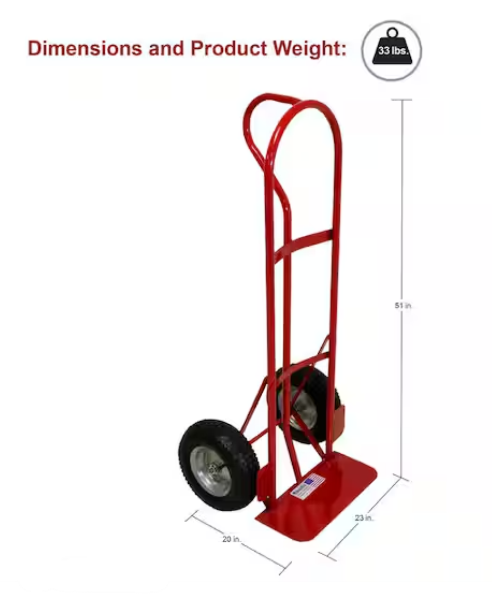 Carretilla de mano de servicio pesado de acero rojo con capacidad de 800 libras y 2 ruedas de Milwaukee DC48866